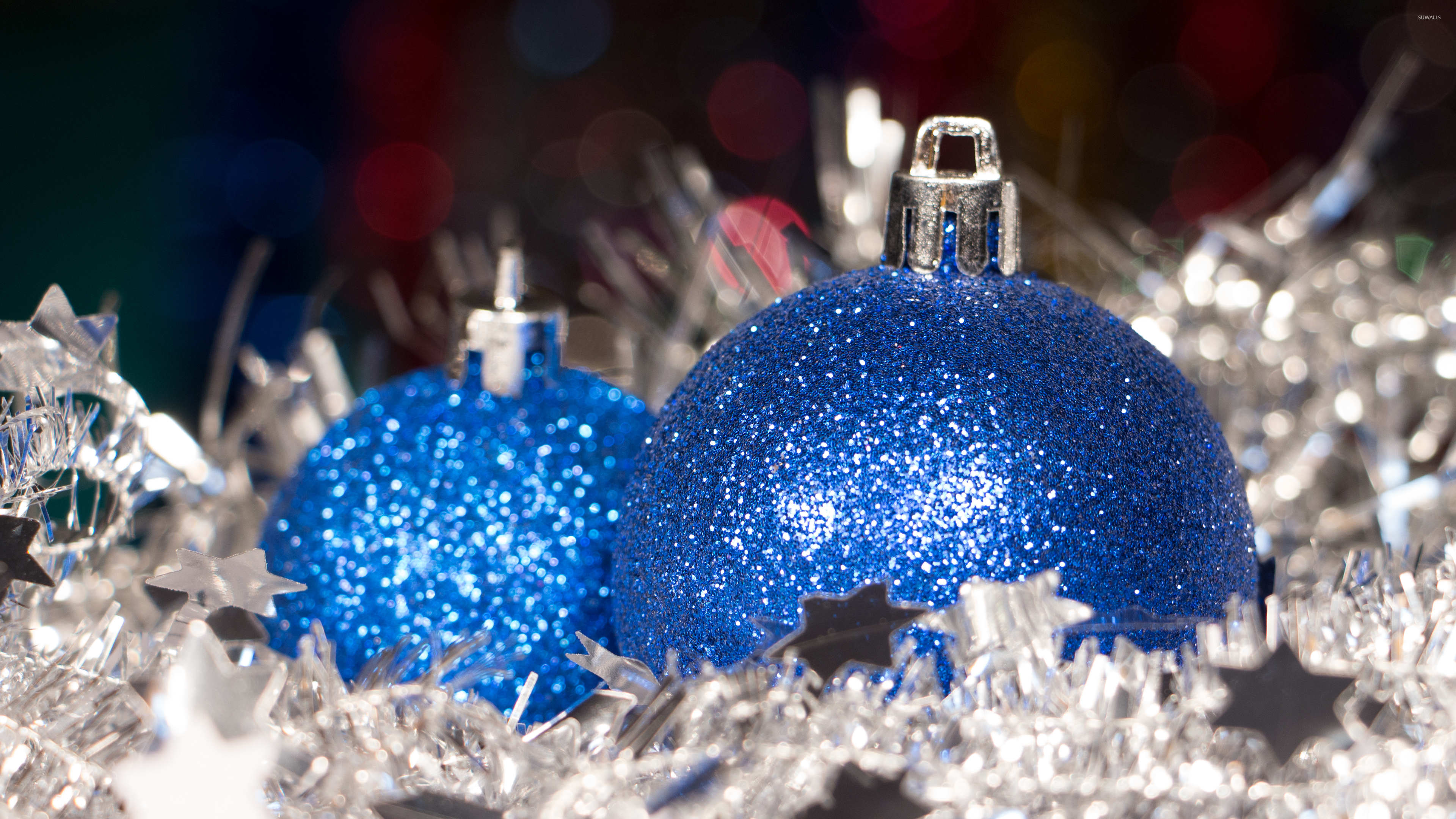 Blue and silver Christmas decoration wallpaper wallpaper