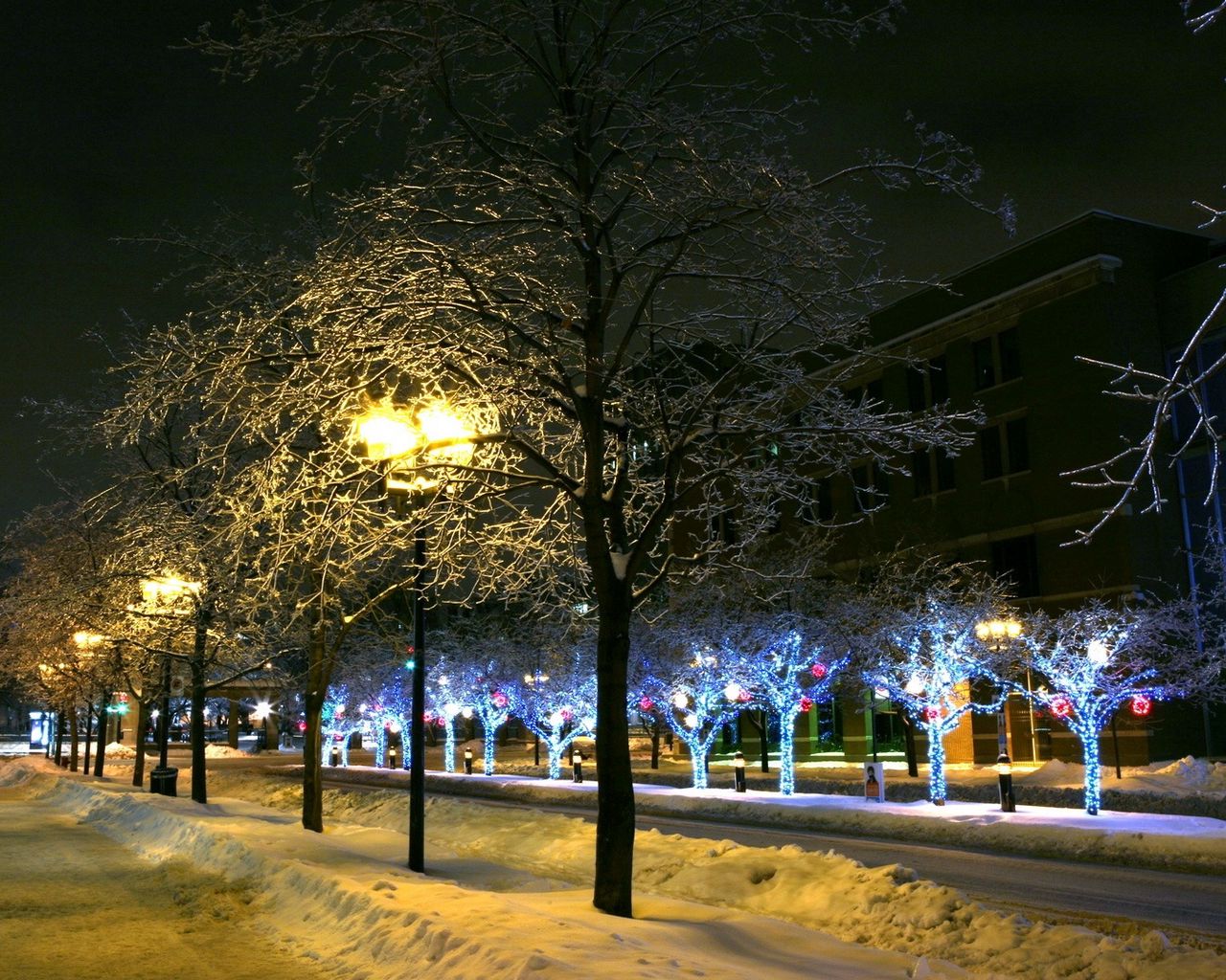 snow night city wallpaper