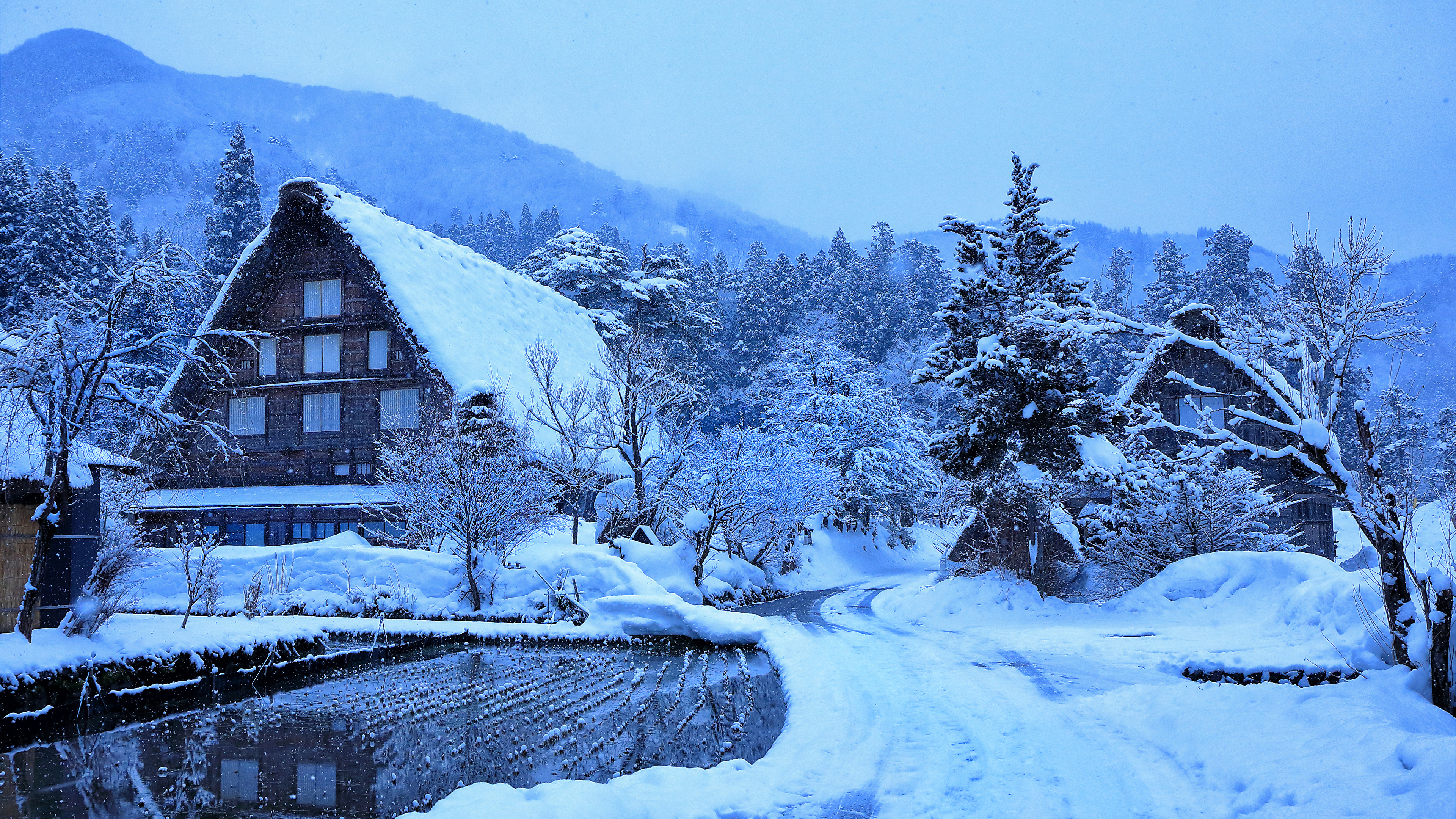 Desktop Wallpaper Japan Village Shirakawa Winter Snow 3840x2160