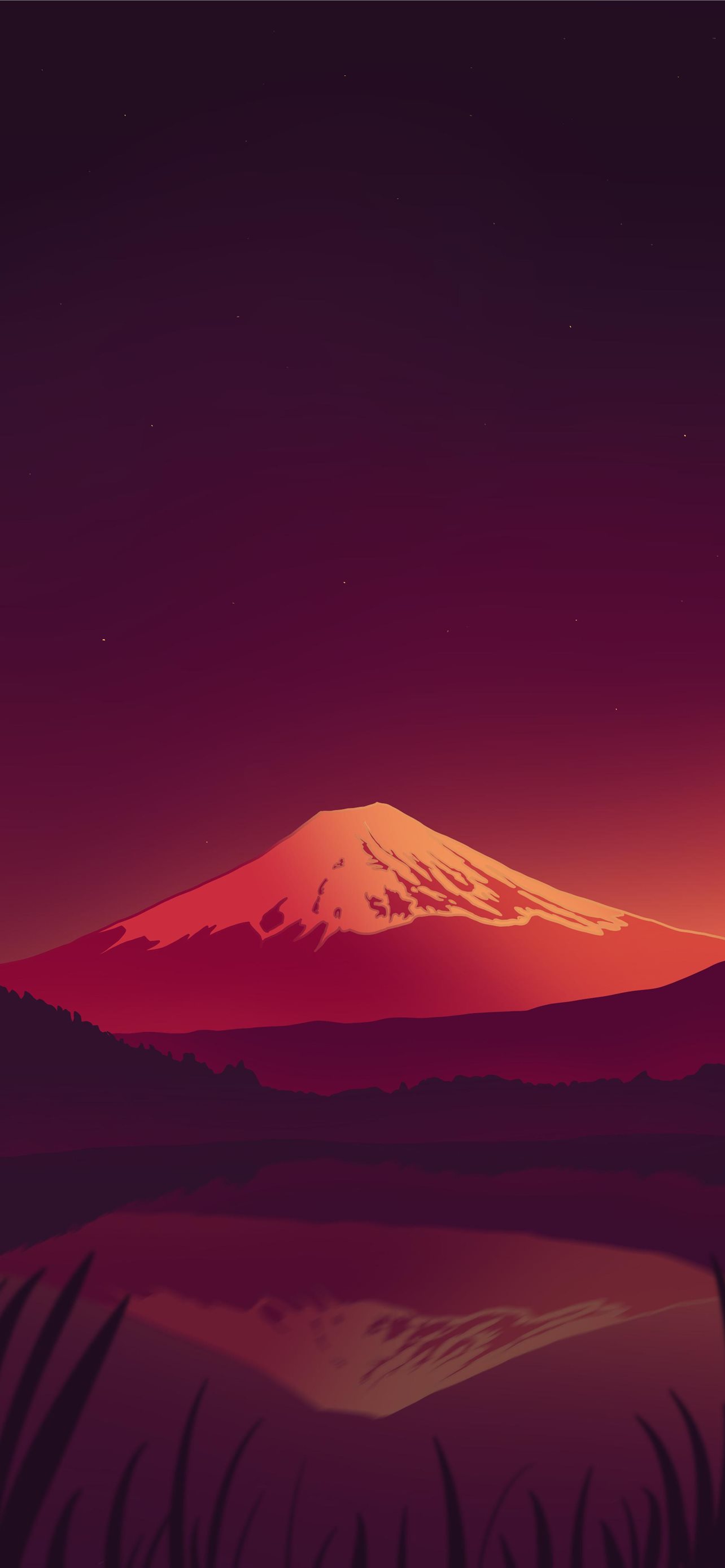 Mount fuji purple живые обои