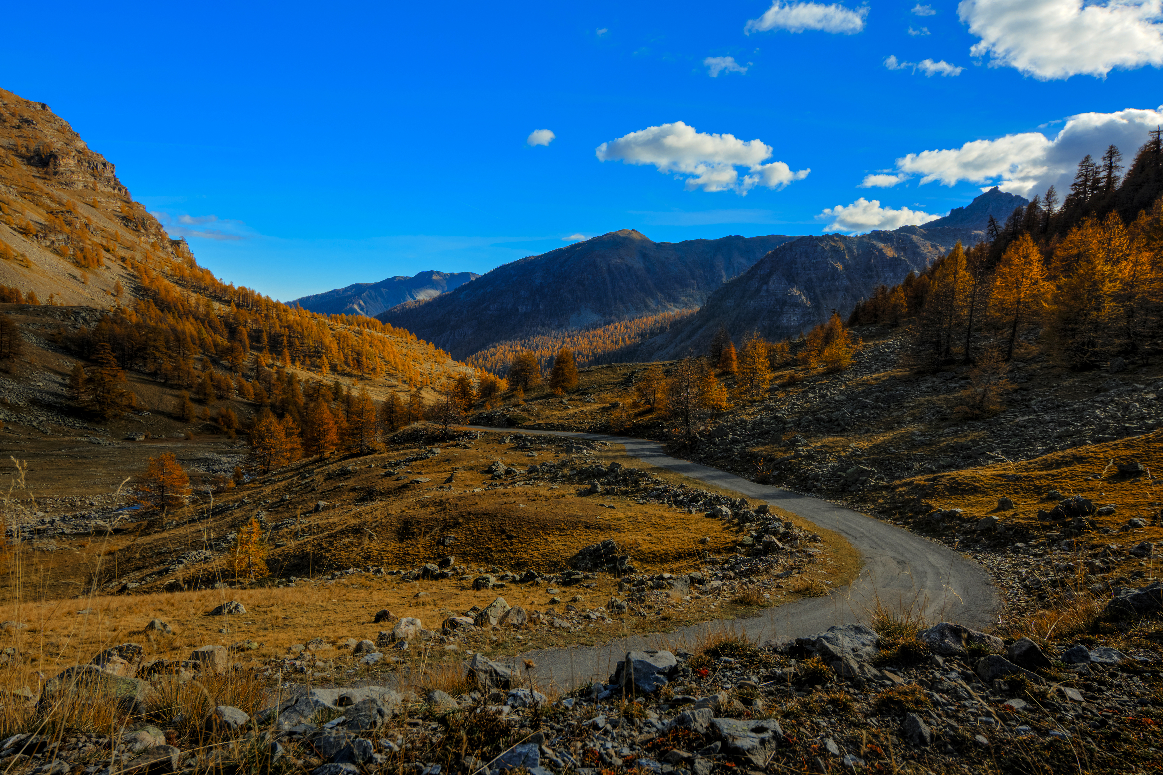 Wallpaper Alps France Nature Autumn mountain Sky Roads 4503x3000