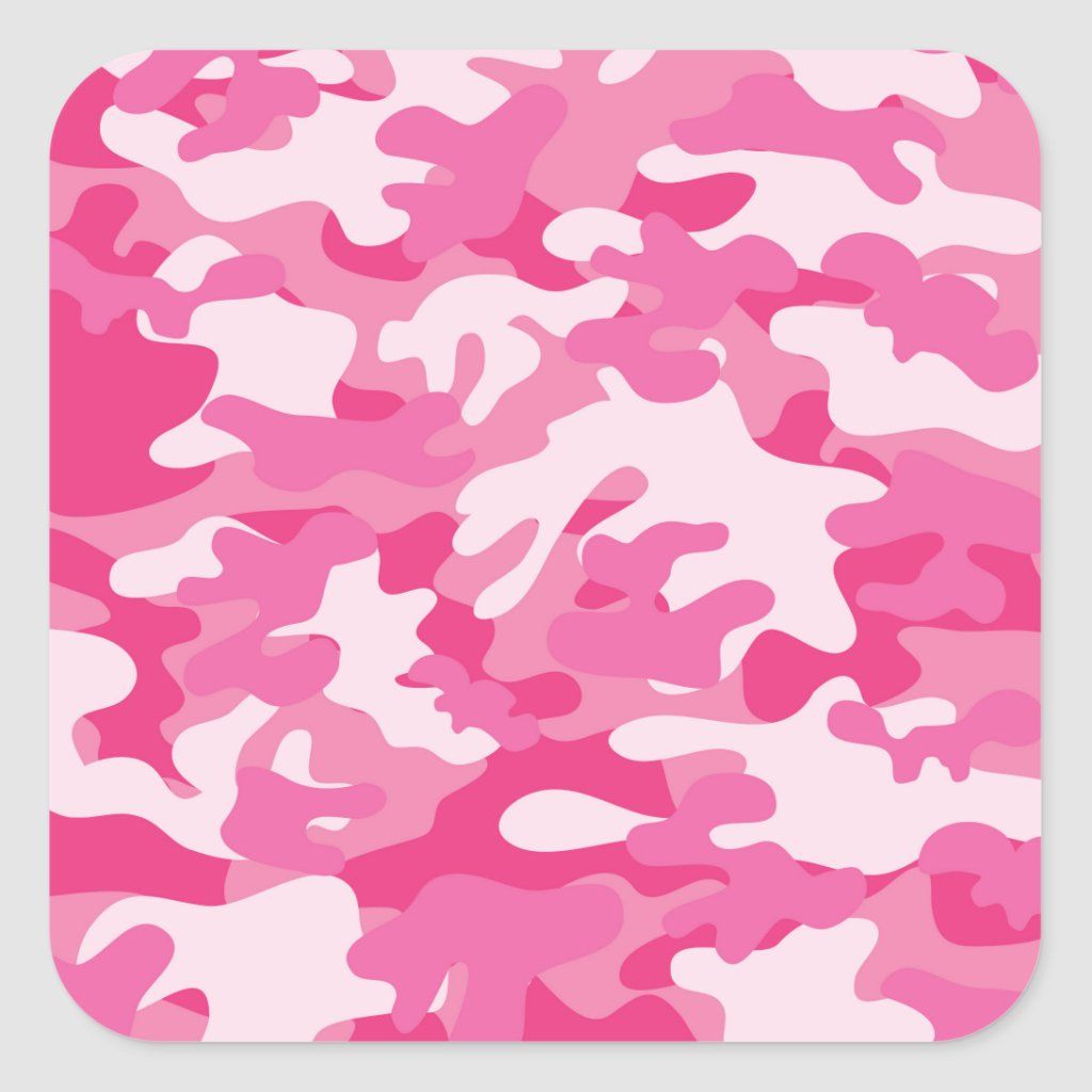 Pink and White Camo Design Square Sticker. Zazzle.com. Pink camo wallpaper, Camo wallpaper, Camouflage wallpaper
