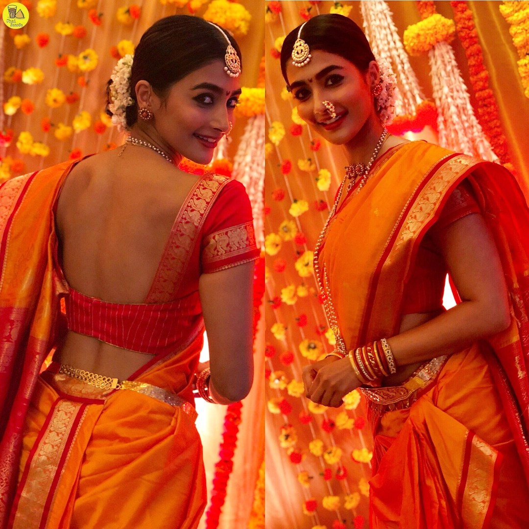 Pooja Hegde In Traditional Maharashtrian Saree Photo