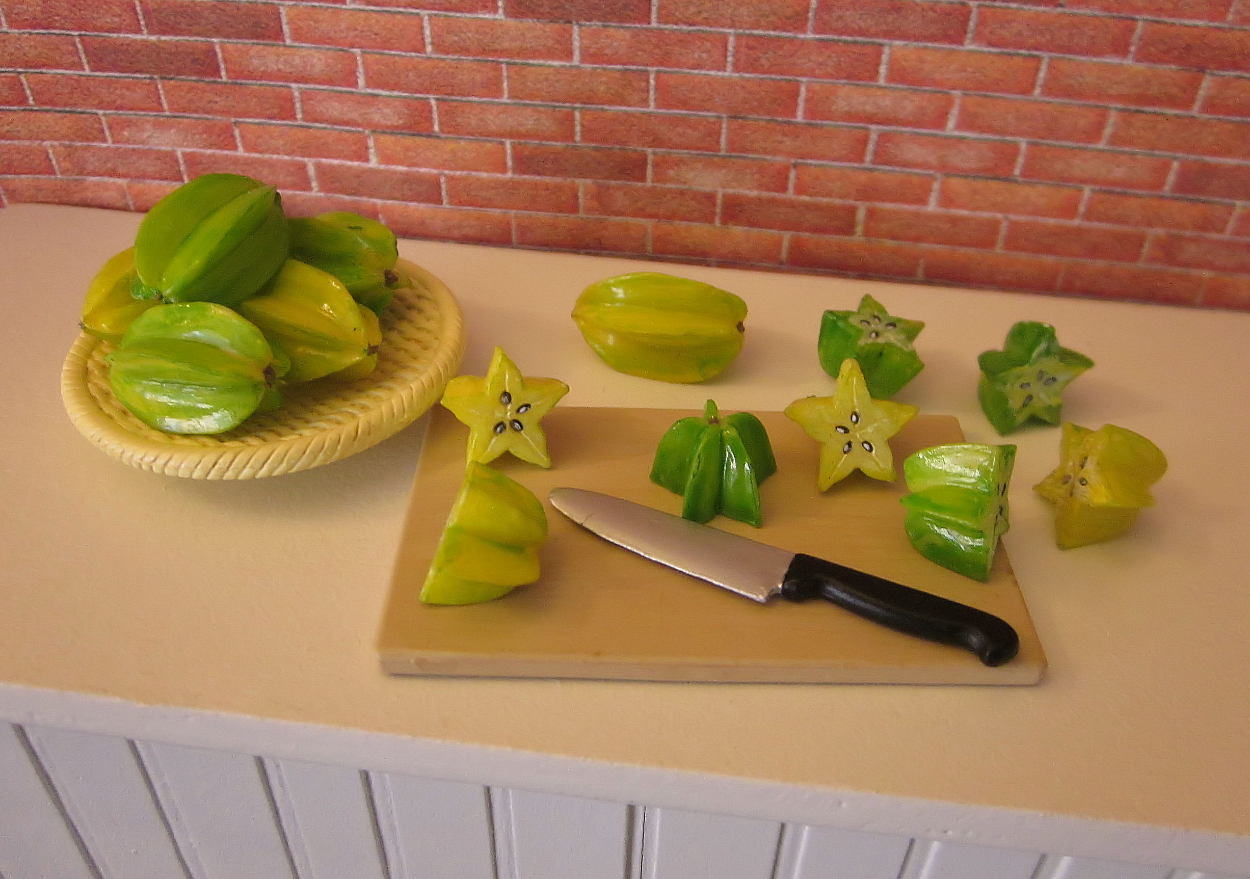 Wallpaper, miniature, knife, rement, cuttingboard, starfruit, carambola, mwm 2453x1725