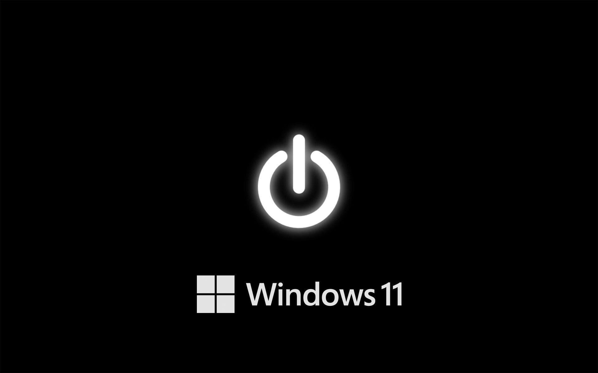 Dark Background for Windows 11 with Power Button and Logo Wallpaper. Wallpaper Download. High Resolution Wallpaper