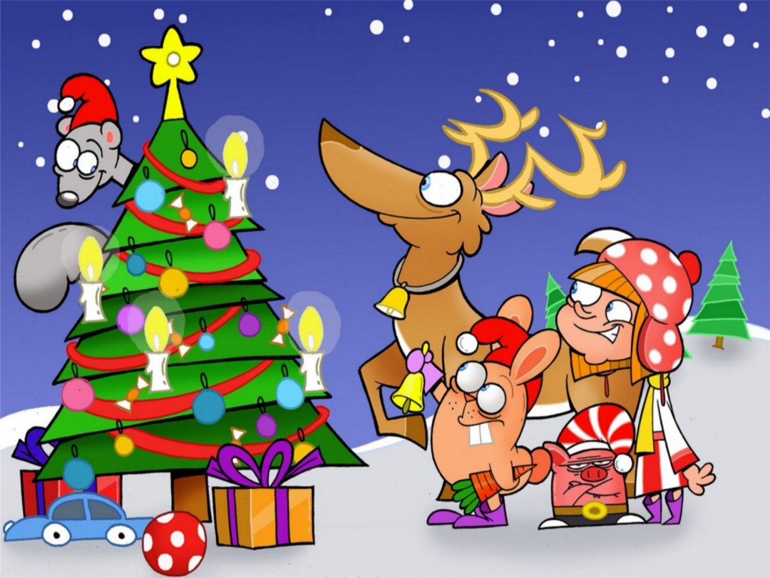 Funny Christmas Cartoon 22 Background Wallpaper