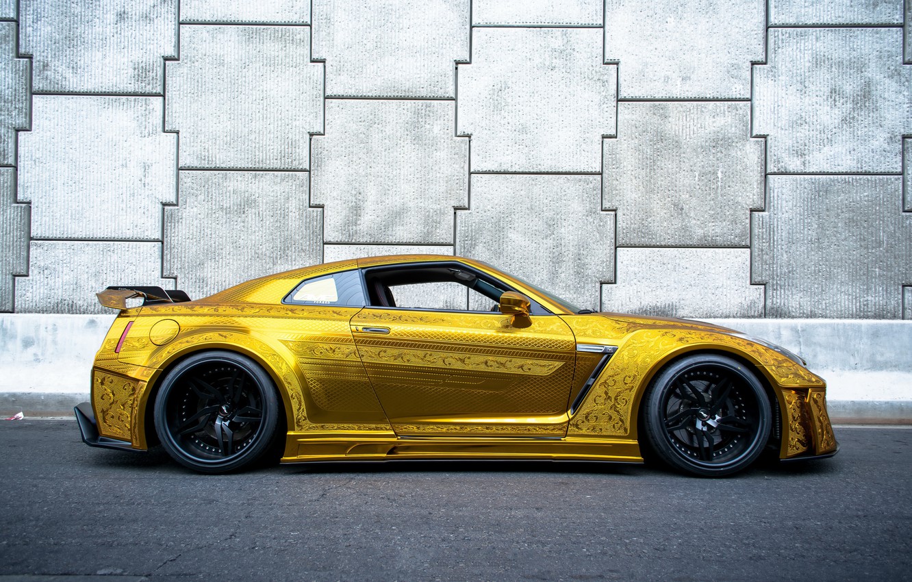 Wallpaper nissan, gold, gtr, racing, kuhl image for desktop, section nissan