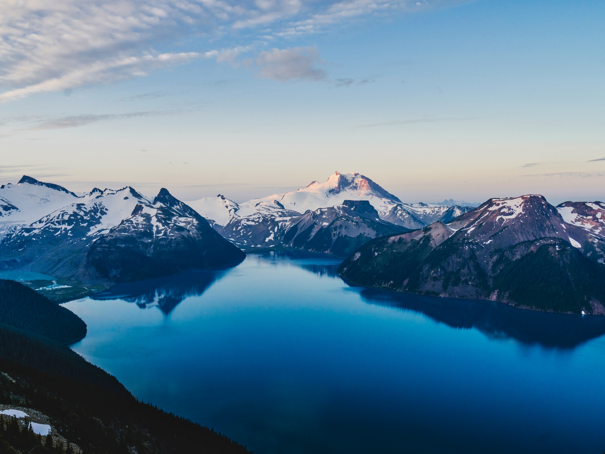Mountains Wallpaper 4K, Snow covered, Lake, Winter, Daylight, Scenic, Nature