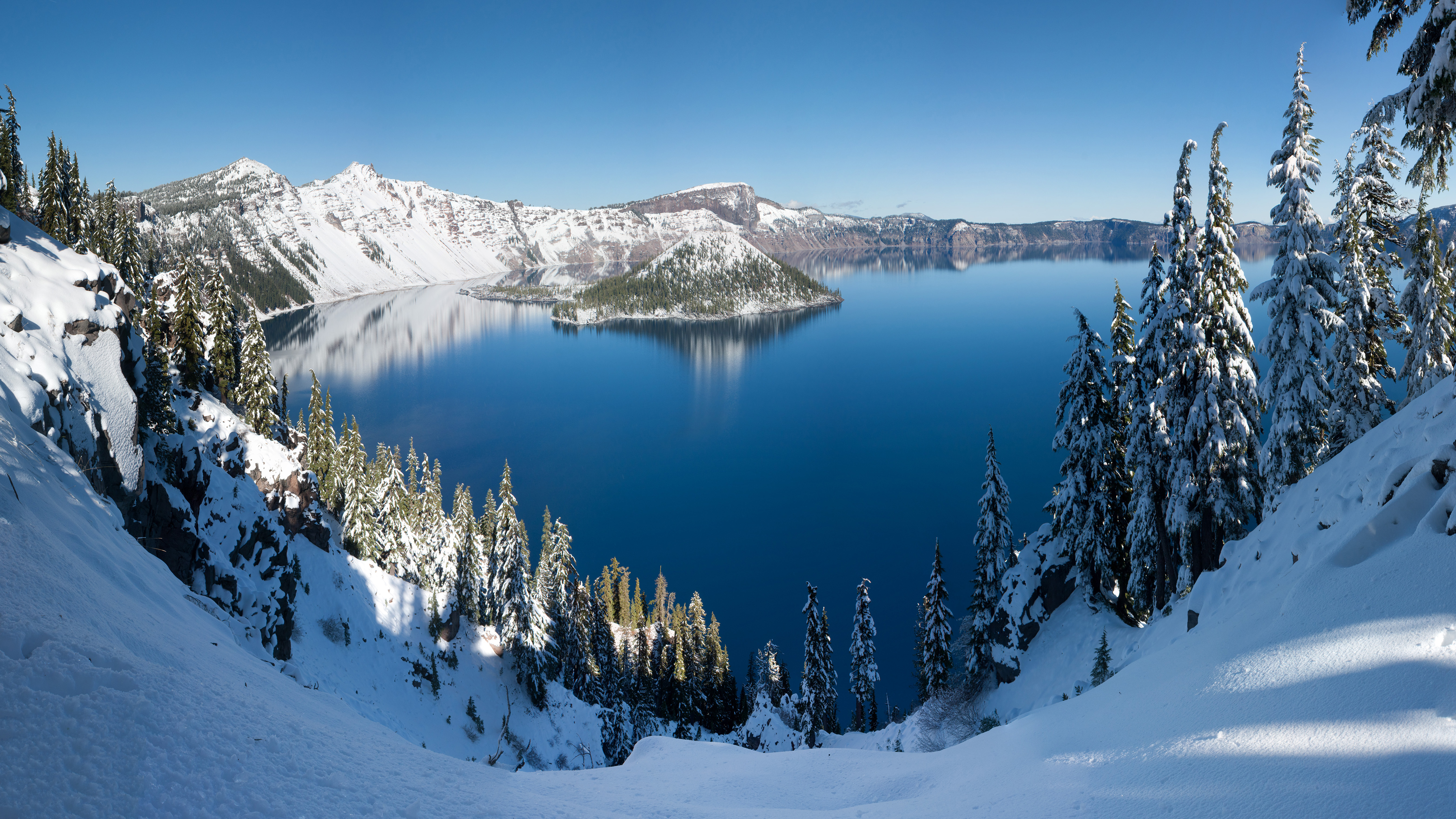 Winter in Crater Lake 4k Ultra HD Wallpaper