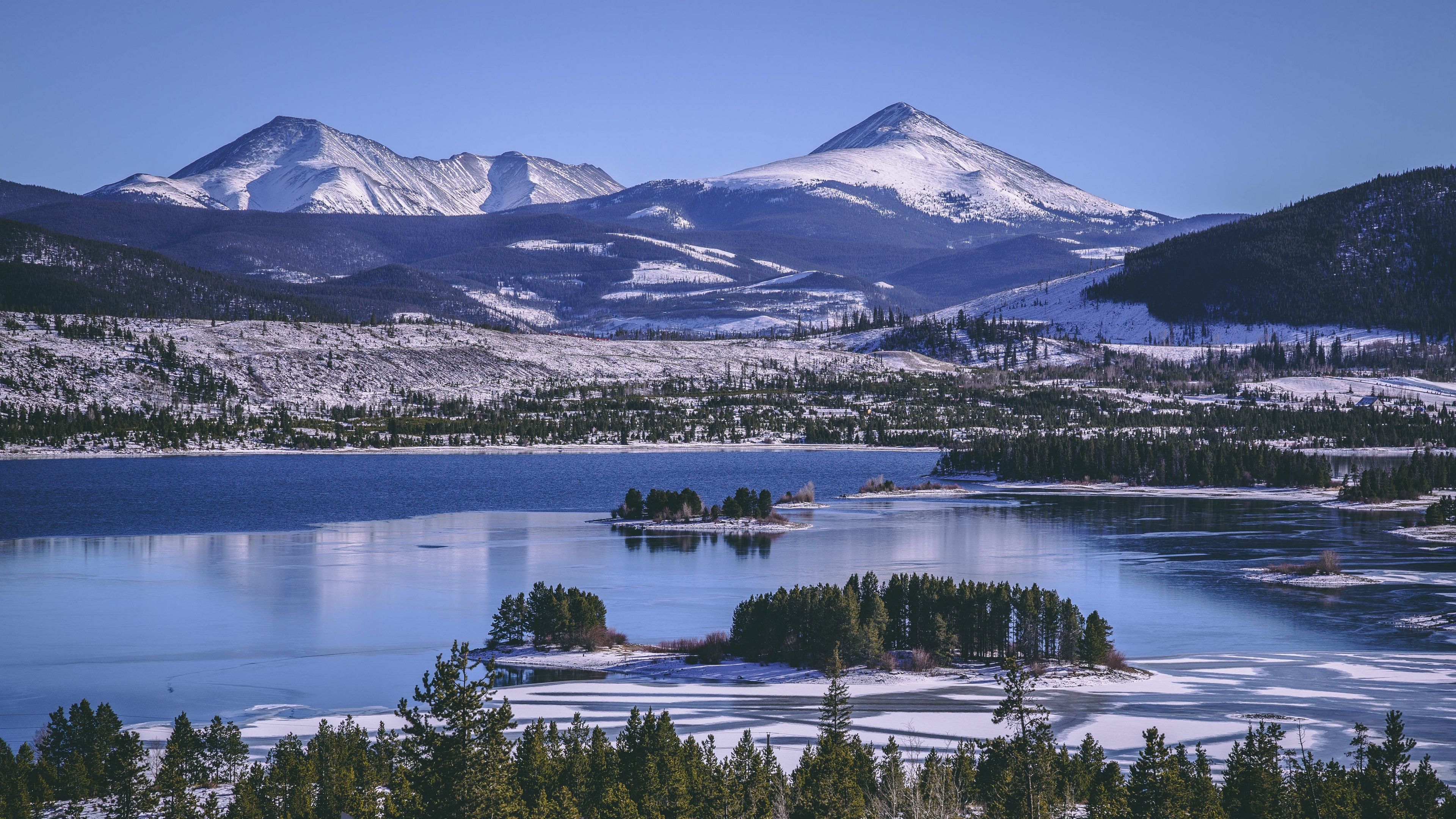 keystone, united states, lake, mountains, winter 4k united states, Lake, keystone. Mountains, Nature wallpaper, Lake