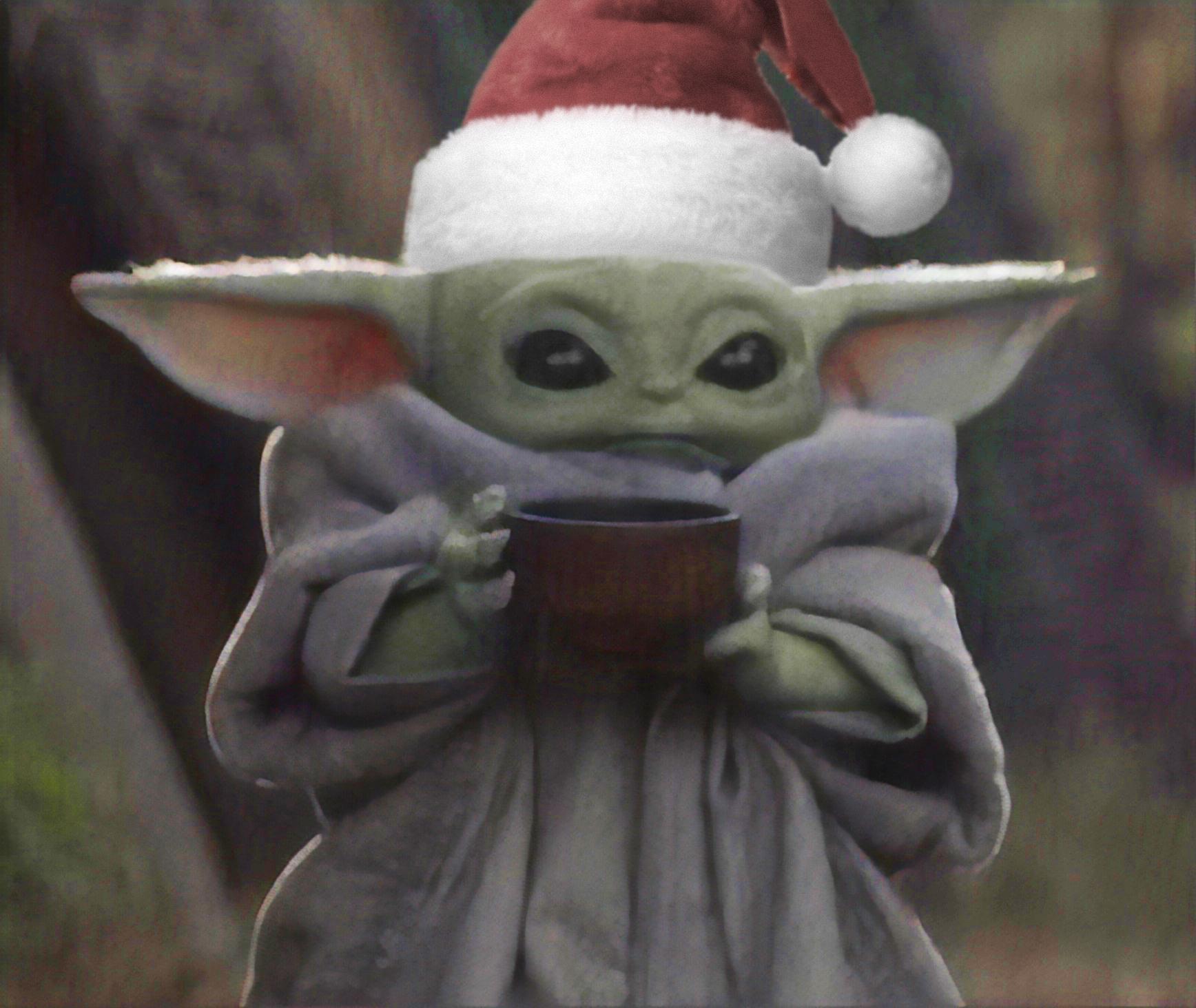 Baby Yoda Ready For Some Non Alcoholic Christmas Punch. R BabyYoda. Baby Yoda Grogu