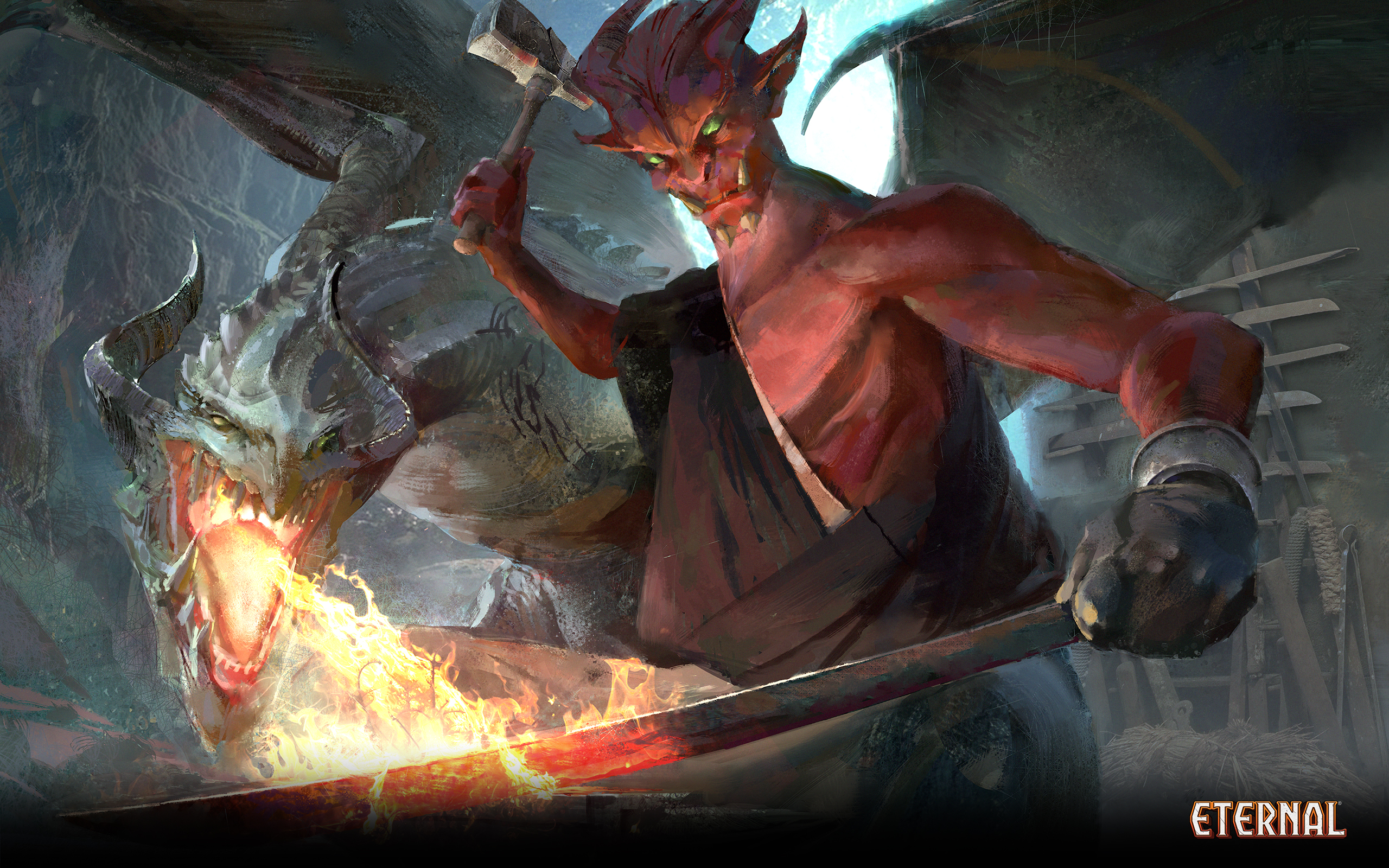 Wallpaper: Oni Dragonsmith Wolf Digital