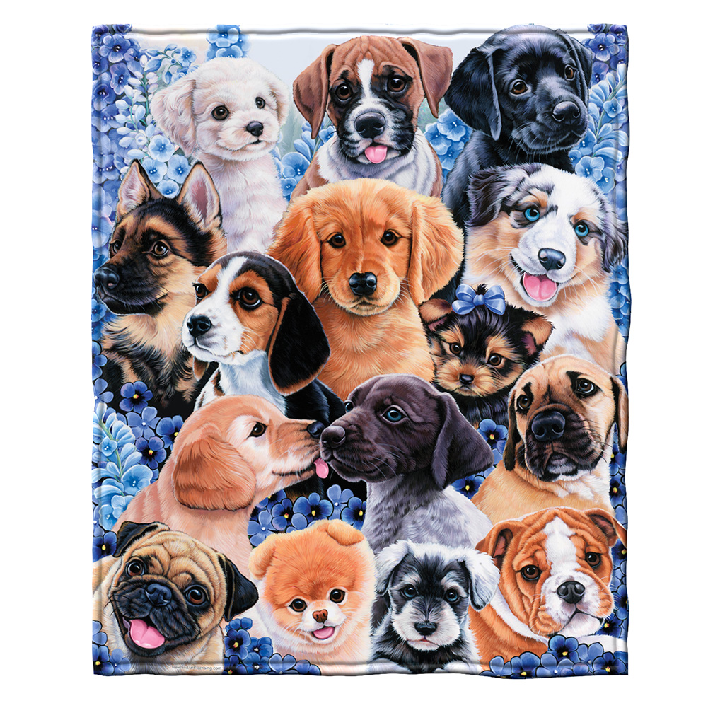 Dawhud Direct Puppy Collage Super Soft Plush Fleece Throw Blanket