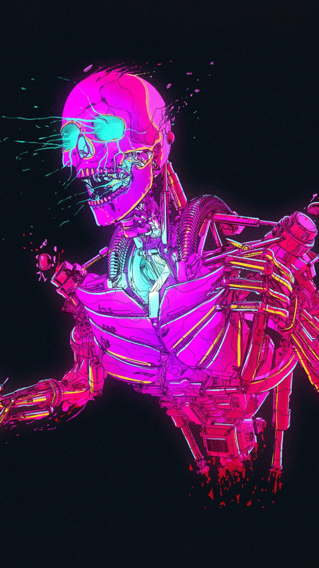 Artwork wallpaper, robot, cyberpunk, skull, Retrowave • Wallpaper For You HD Wallpaper For Desktop & Mobile