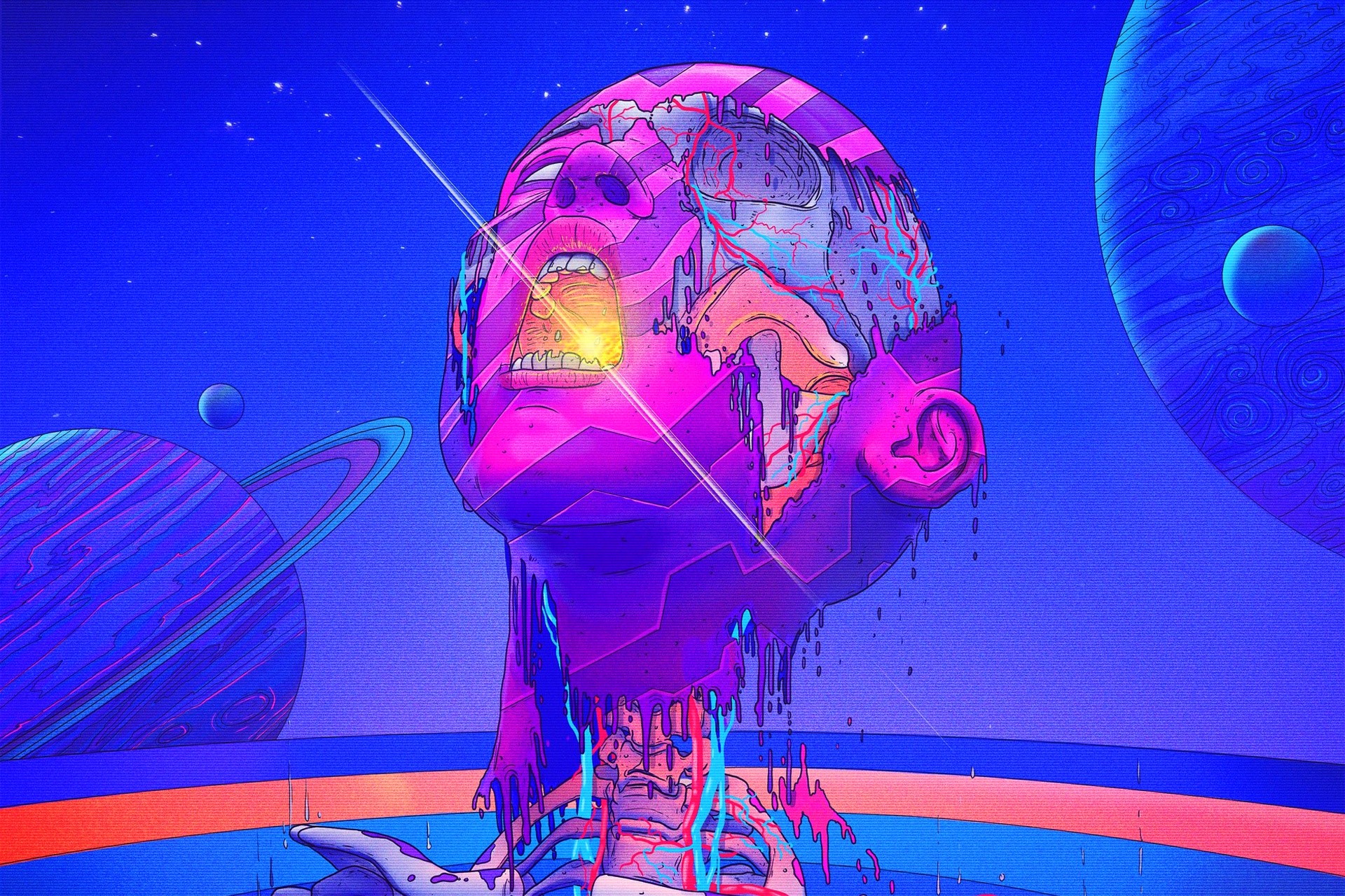 Wallpaper / artwork, colorful, cyberpunk, futuristic, skull