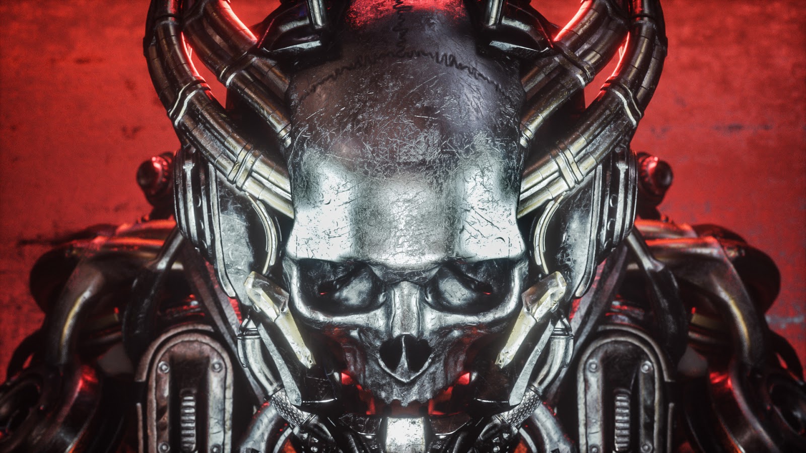 Desktop wallpaper 1080p- Cyberpunk skull