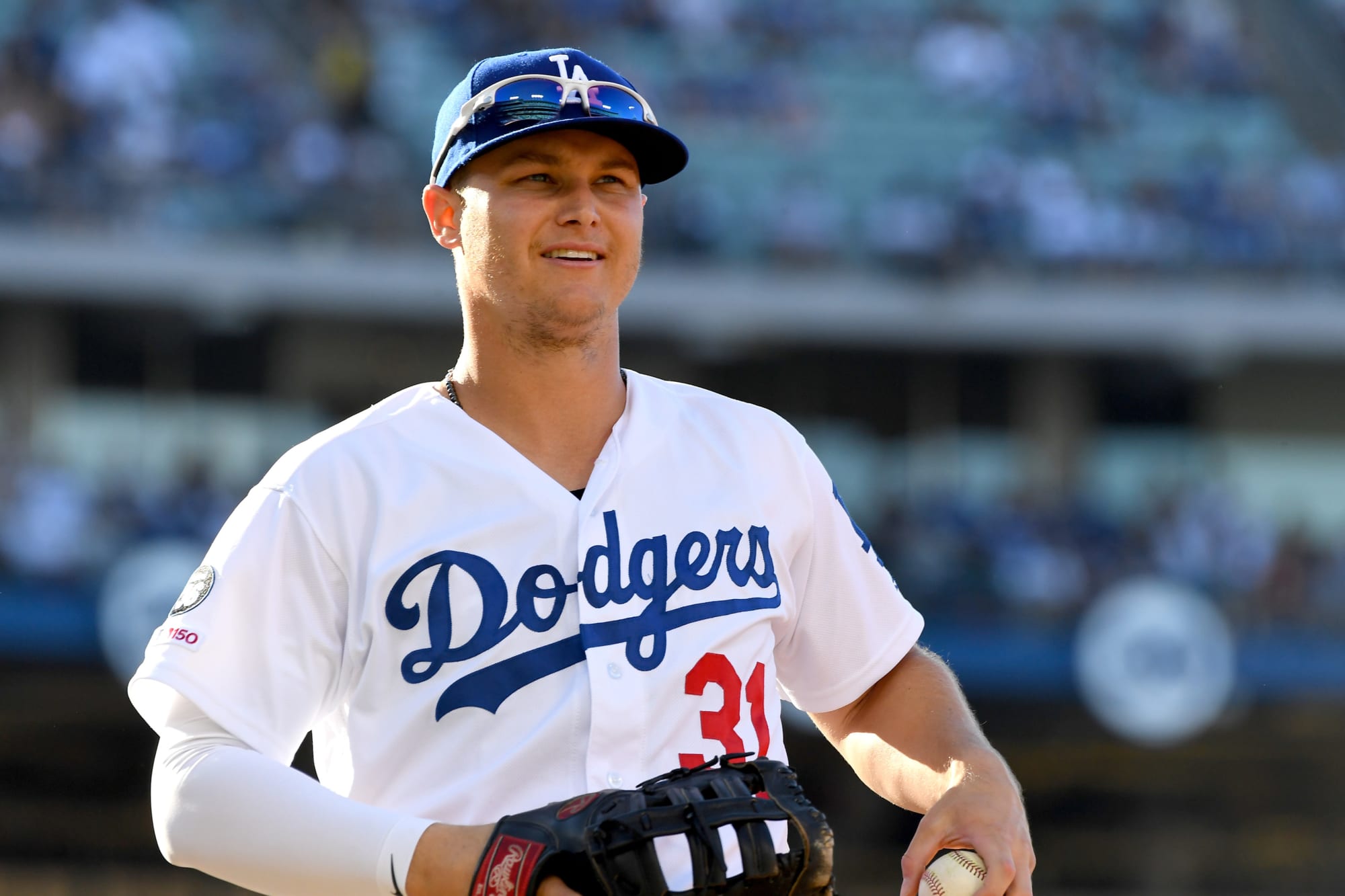 Joc Pederson, Los Angeles Dodgers, MLB, american baseball, portrait, blue  stone background, HD wallpaper