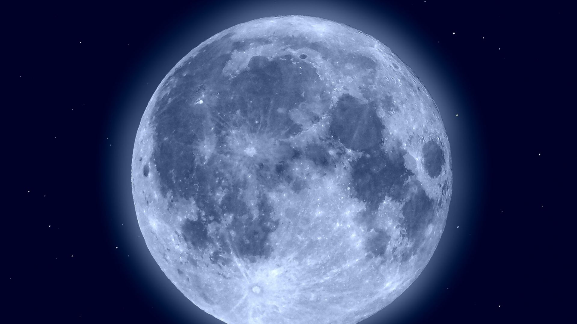 Desktop wallpaper blue moon, shining, glow, night, HD image, picture, background, 95d1a5
