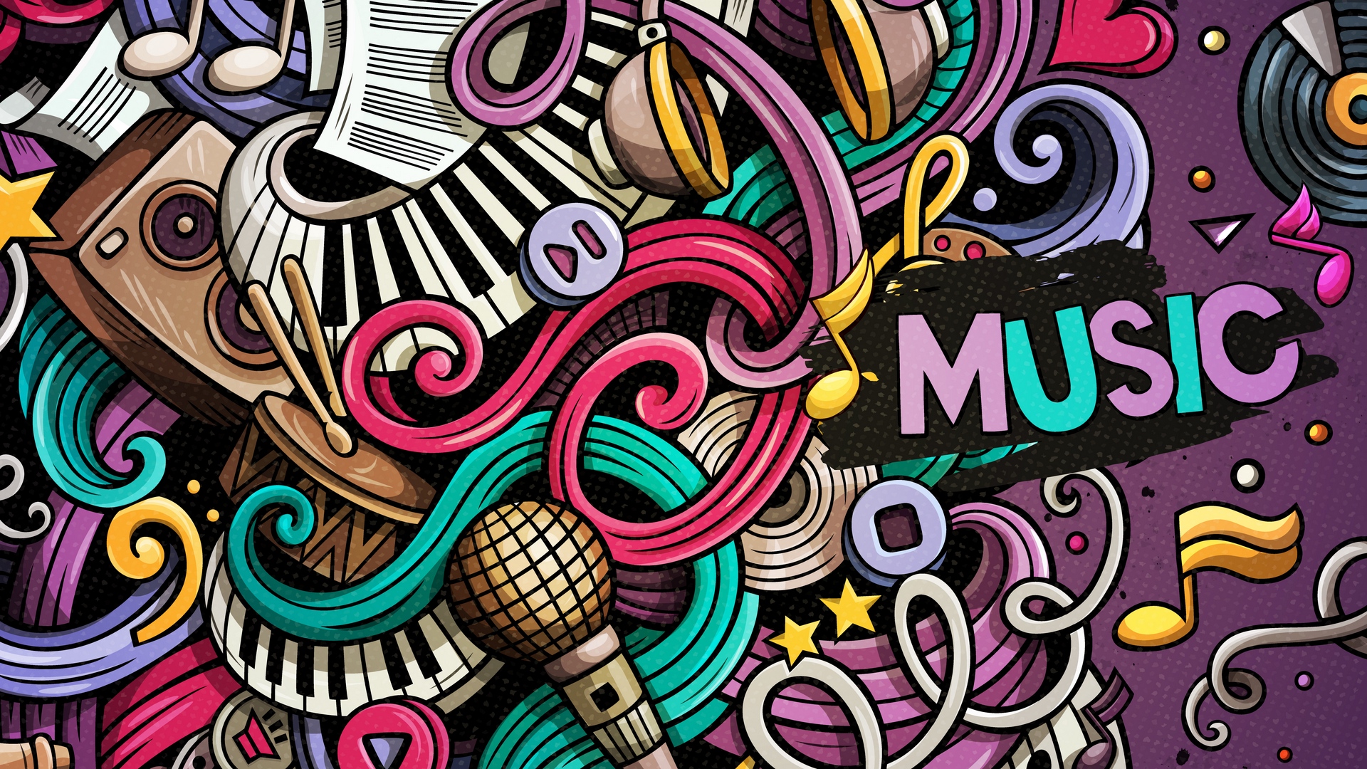 Wallpaper Music, Doodles, Colorful, Musical Instruments, Wallpaper HD iPhone