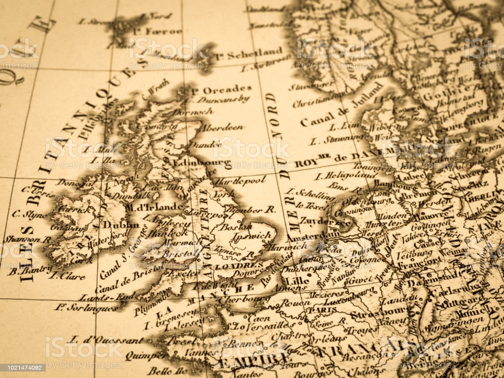 Old Map England And France Image Now