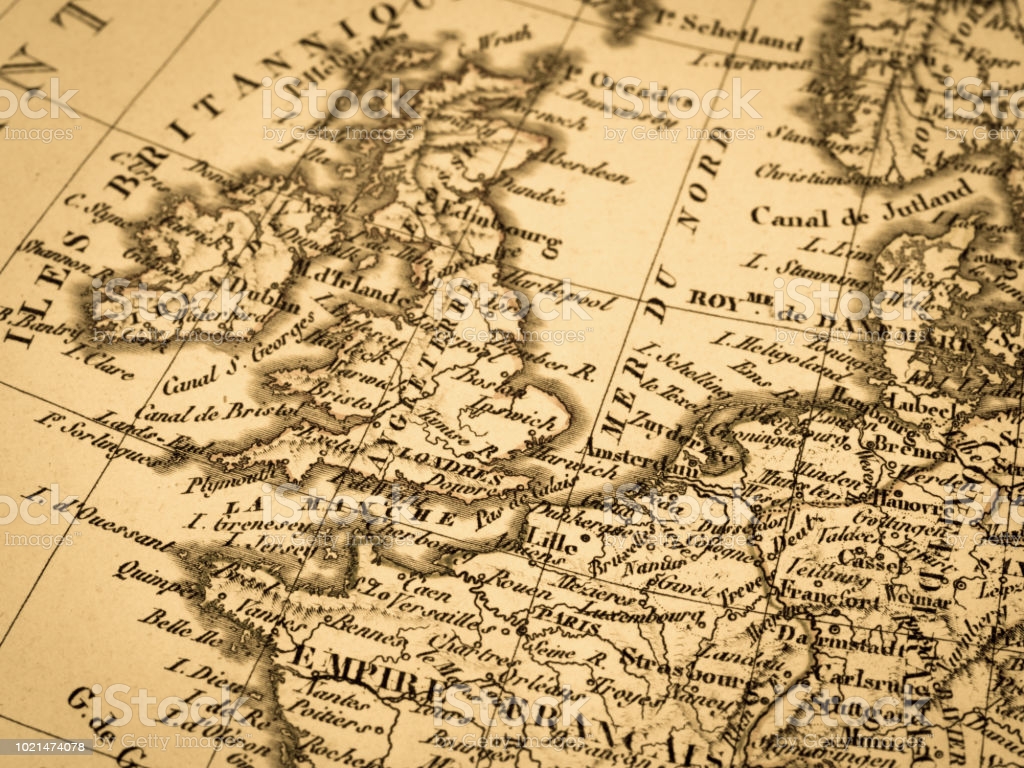 Old Map England And France Image Now