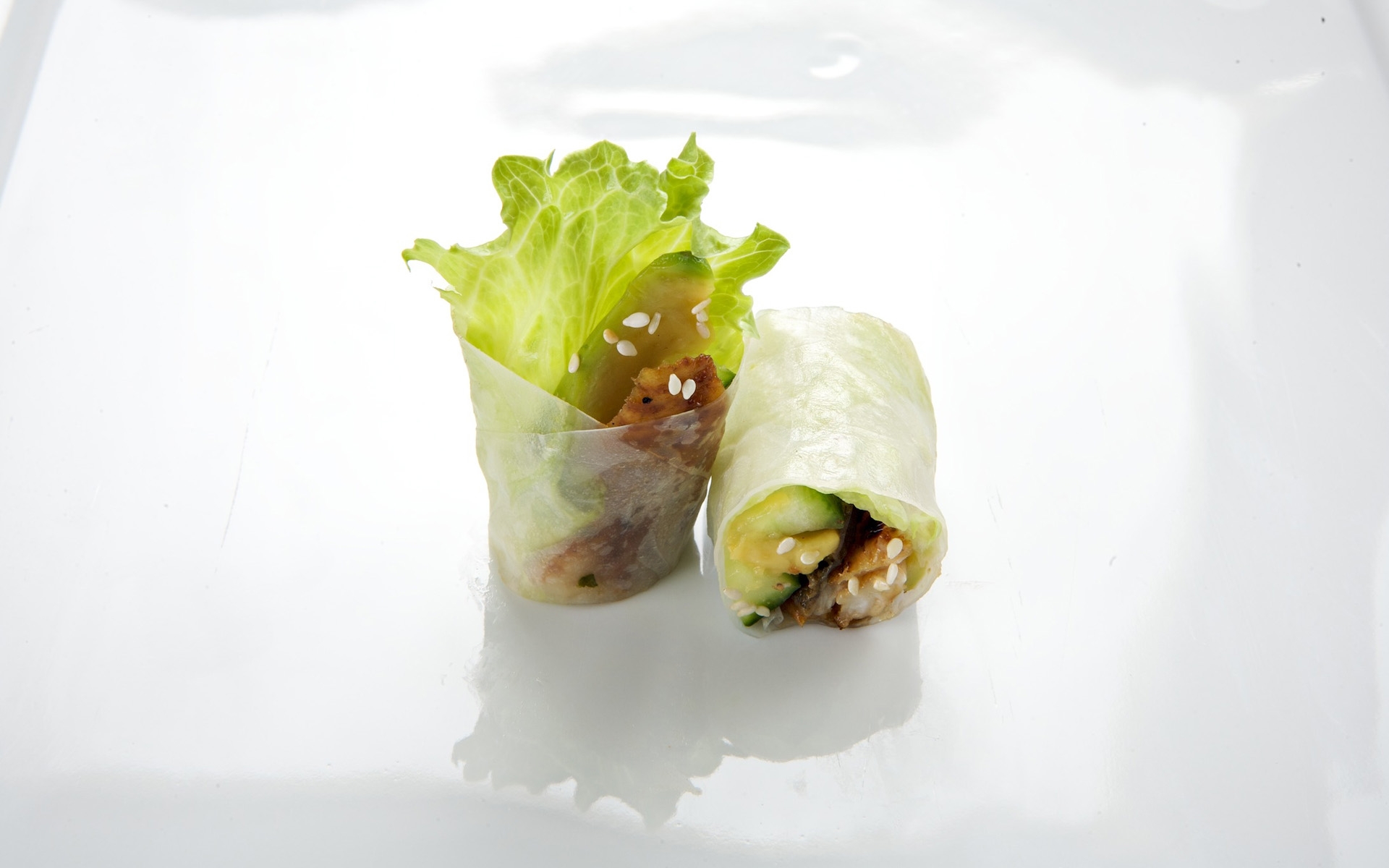 Wallpaper, grass, vegetables, sushi, cuisine, dish, produce, vegetable, asian food, chinese food, pita bread, spring roll 1920x1200