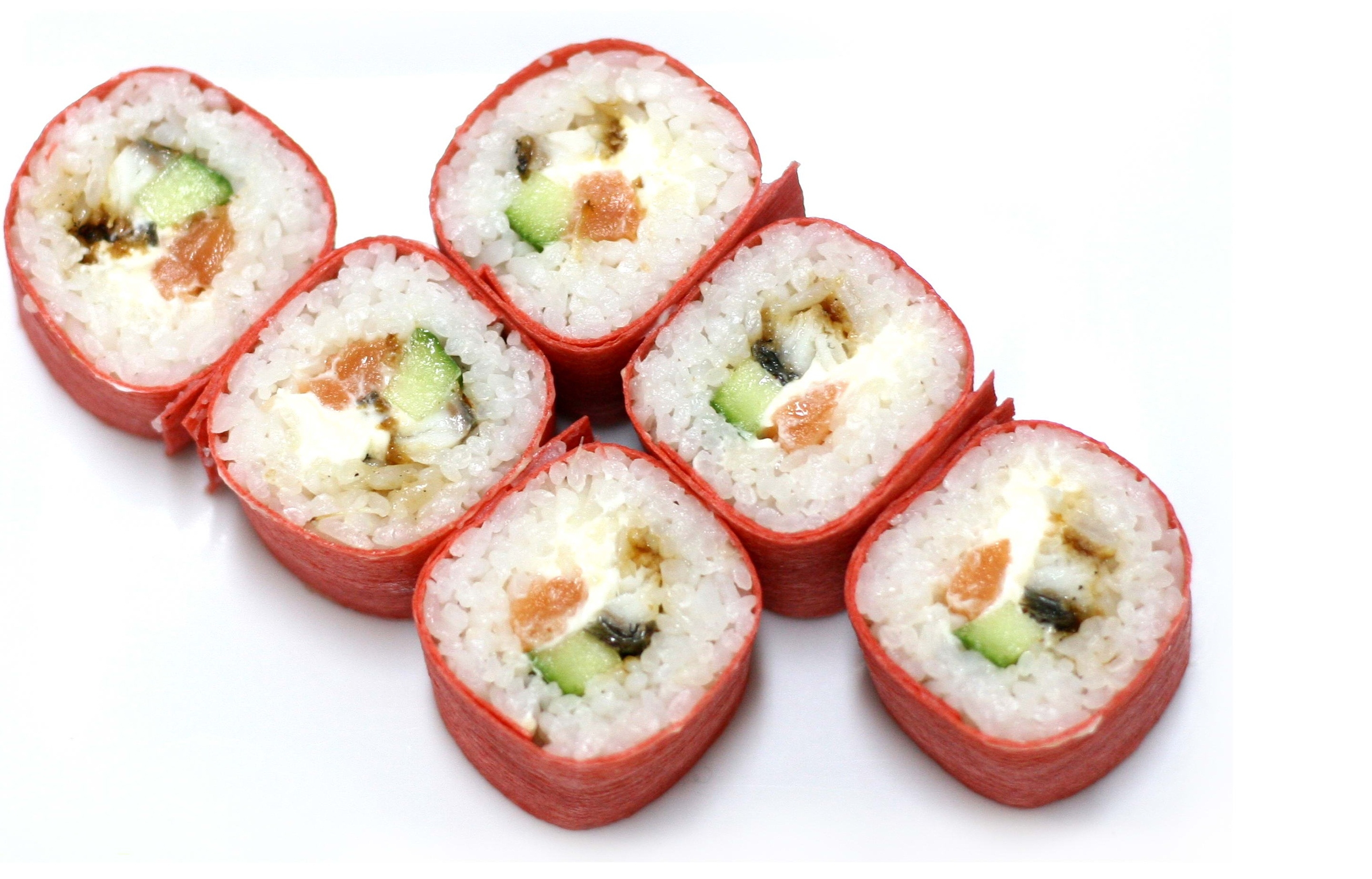 Wallpaper, Cucumber, cuisine, dish, produce, land plant, flowering plant, vegetable, asian food, sushi rice, white fish, california roll 2877x1845