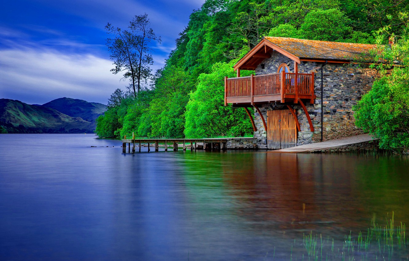 Wallpaper house, nature, water, lake, place image for desktop, section природа