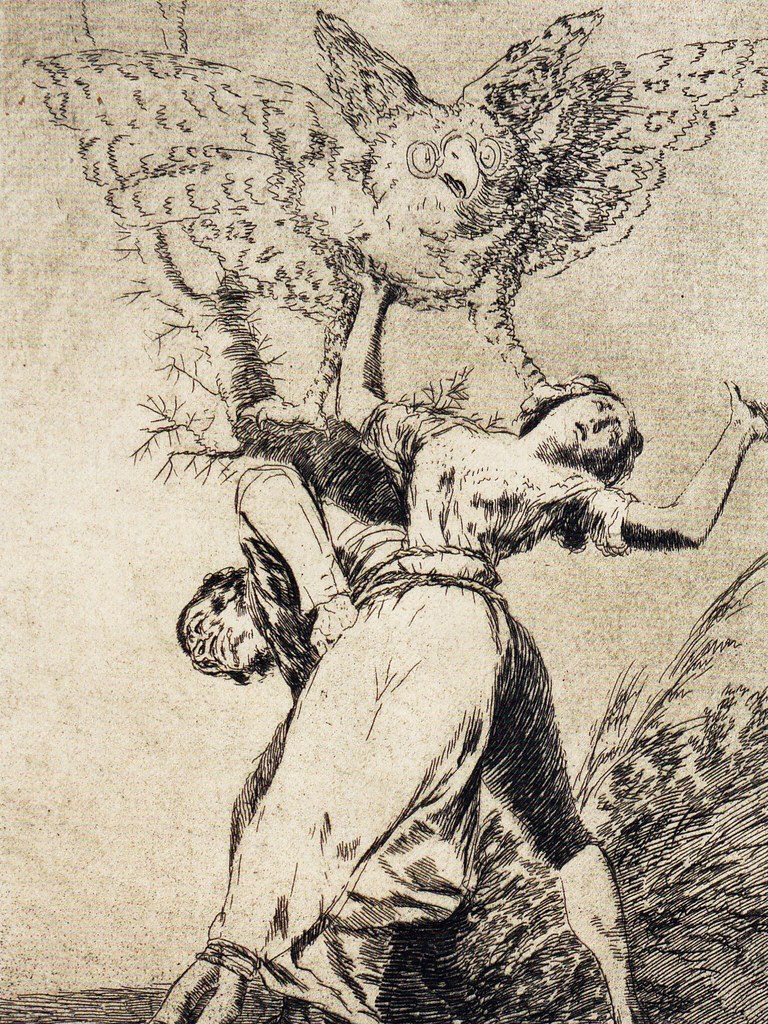 Demented Owl Wallpaper. Francisco Goya's print of an owl in