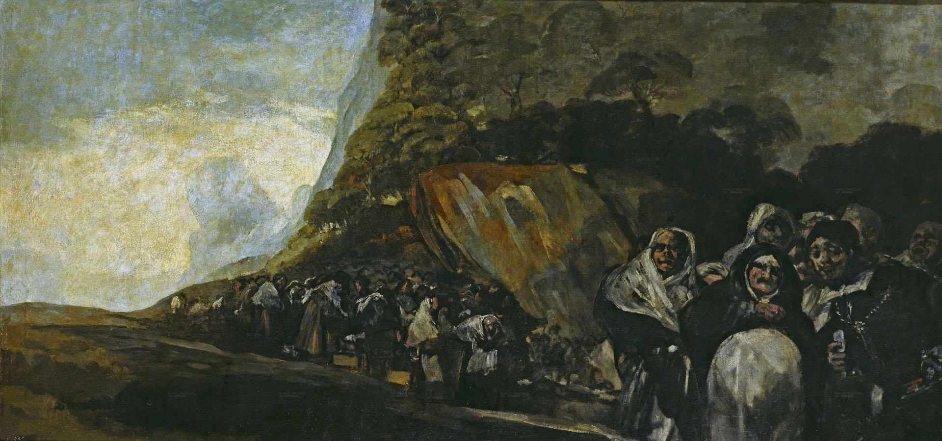 Procession Of The Holy Office To San Isidro Black Painting Goya Wallpaper Image