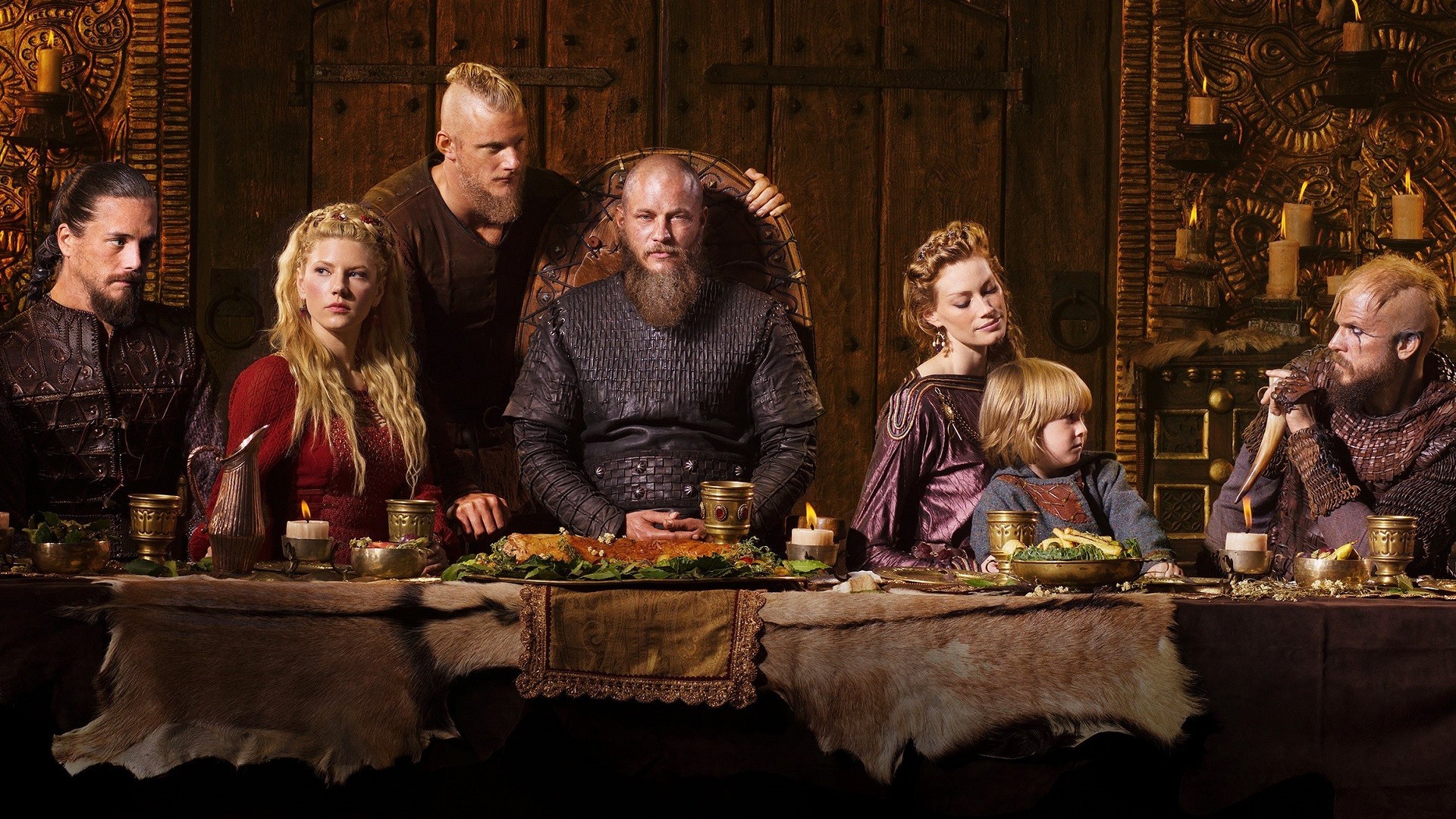 Download Ragnar, Bjorn, And Lagertha In Vikings Wallpaper