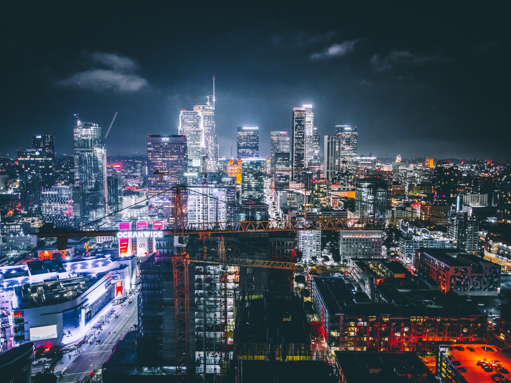 Desktop wallpaper buildings, night, los angeles, HD image, picture, background, b38153