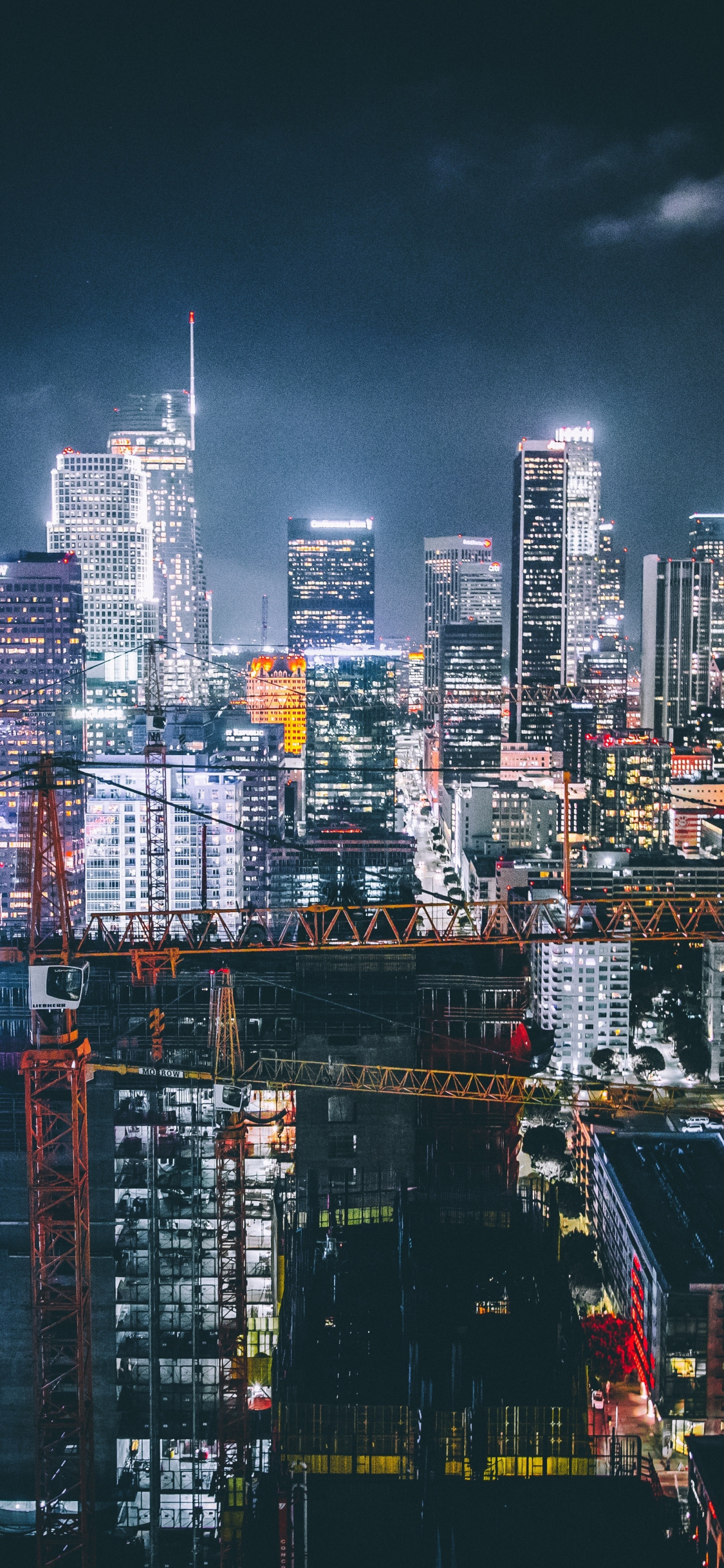 Download 1125x2436 wallpaper buildings, night, los angeles, iphone x 1125x2436 HD image, background, 19835