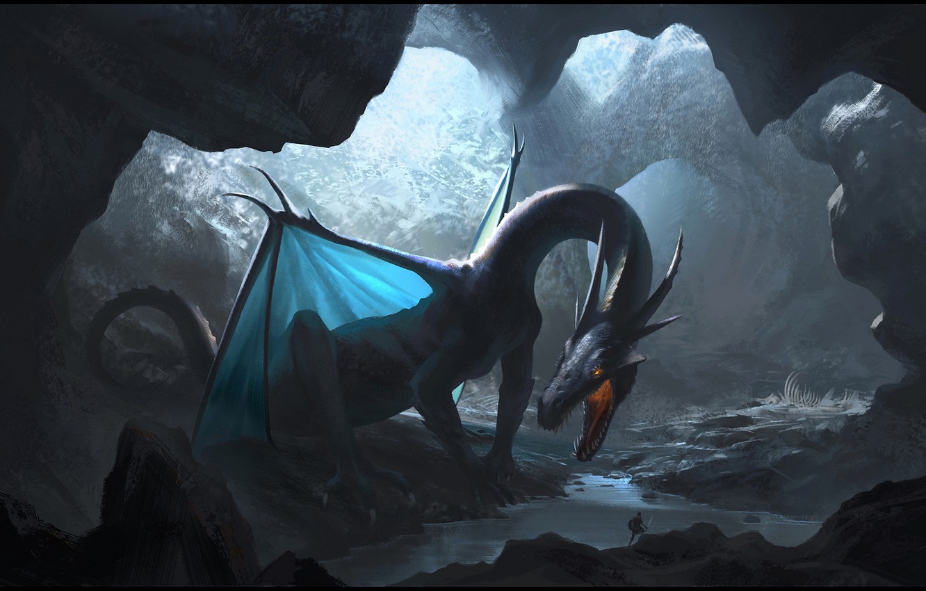 Wallpaper light, dragon, cave, lair image for desktop, section фантастика