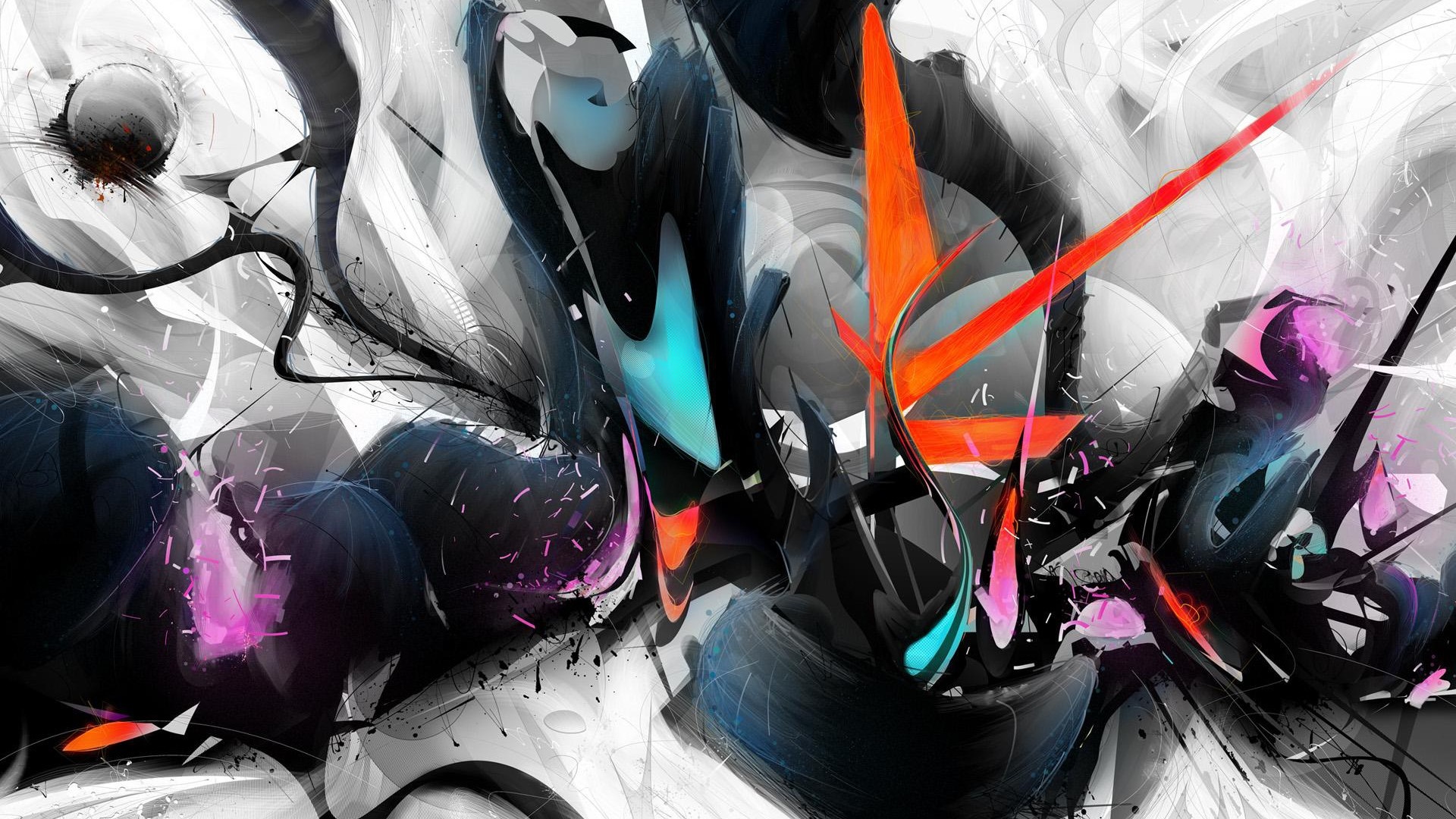 colorful, digital art, anime, abstract, paint splatter, graffiti, ART, color, computer wallpaper HD Wallpaper