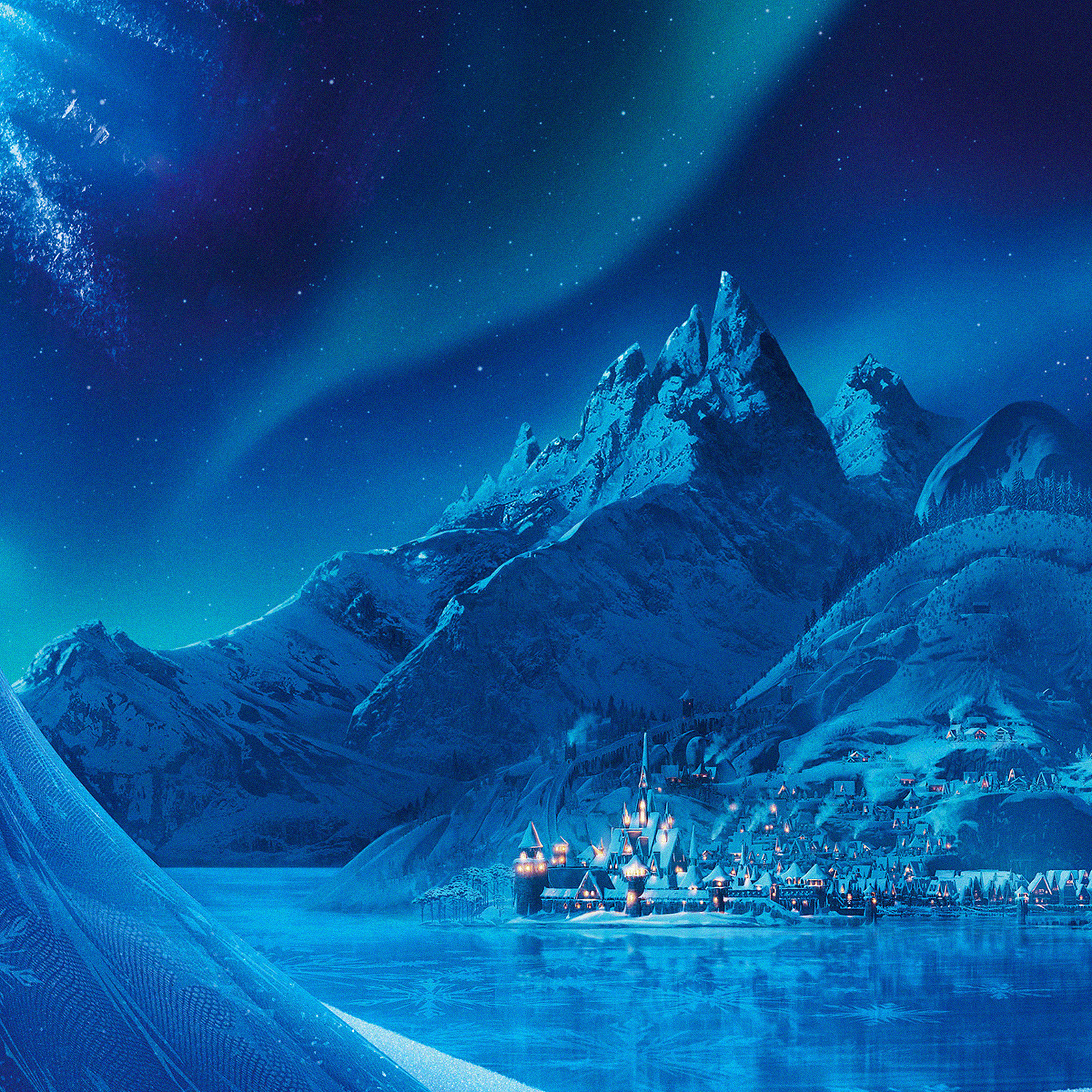 Wallpaper Elsa Frozen Castle Queen Disney Illust Snow Art