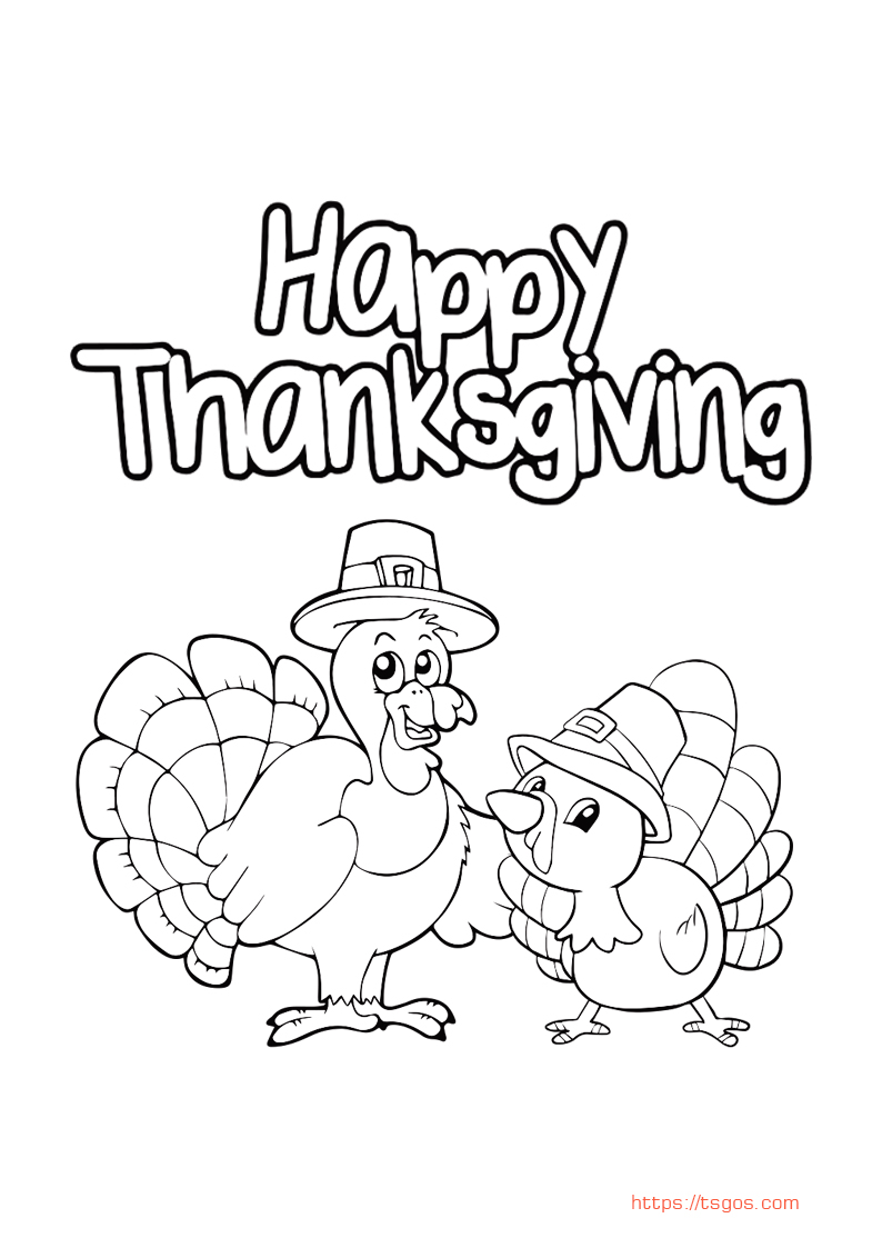 Gobble Gobble Happy Thanksgiving Coloring Page