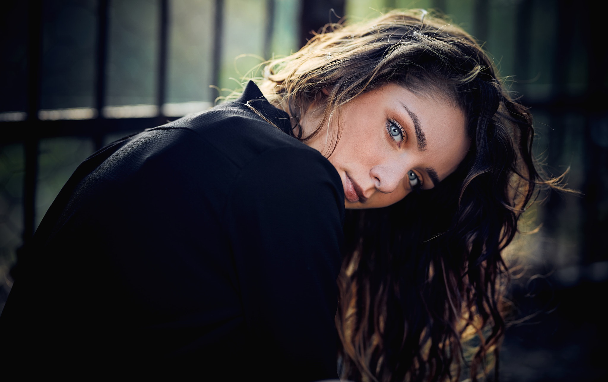 Blue Eyes, Girl, Model, Black Hair, Woman wallpaper