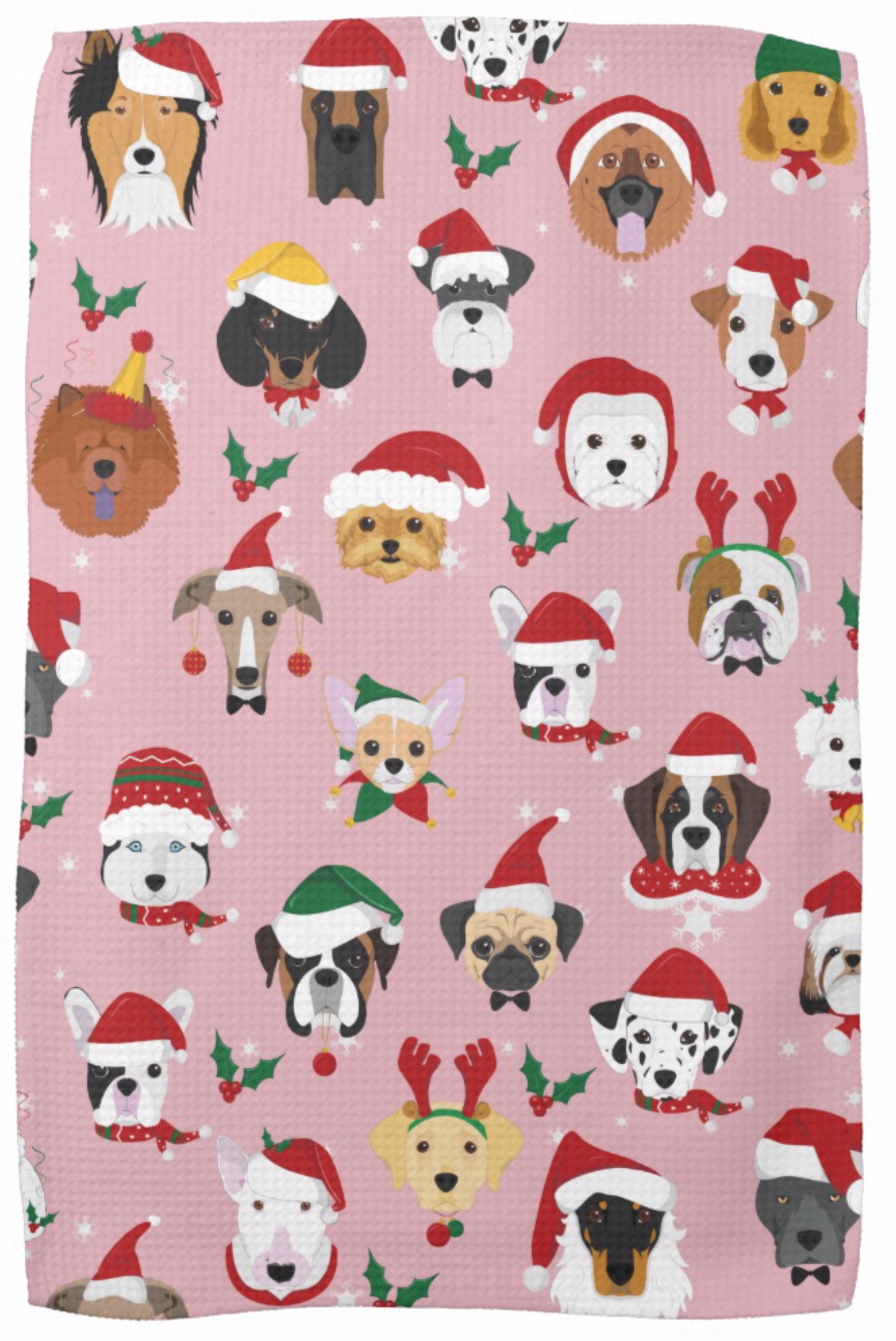 Christmas Dog Pattern Illustration Kitchen Towel Christmas by JunkysDogStore and cute illus. Estampado navideño, Ilustración de navidad, Dibujo de navidad