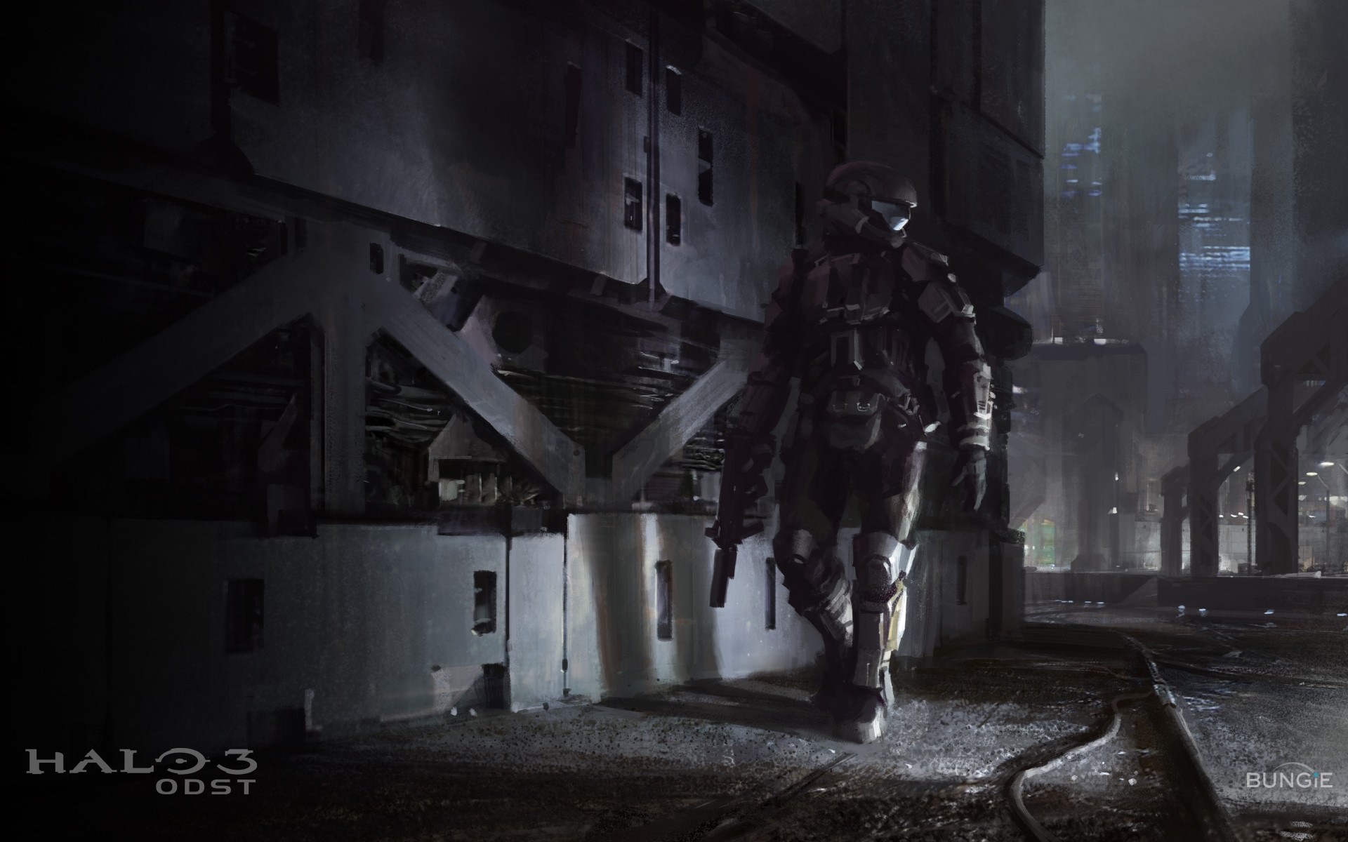 Wallpaper, Halo 3 ODST, darkness, screenshot, 1920x1200 px, pc game 1920x1200