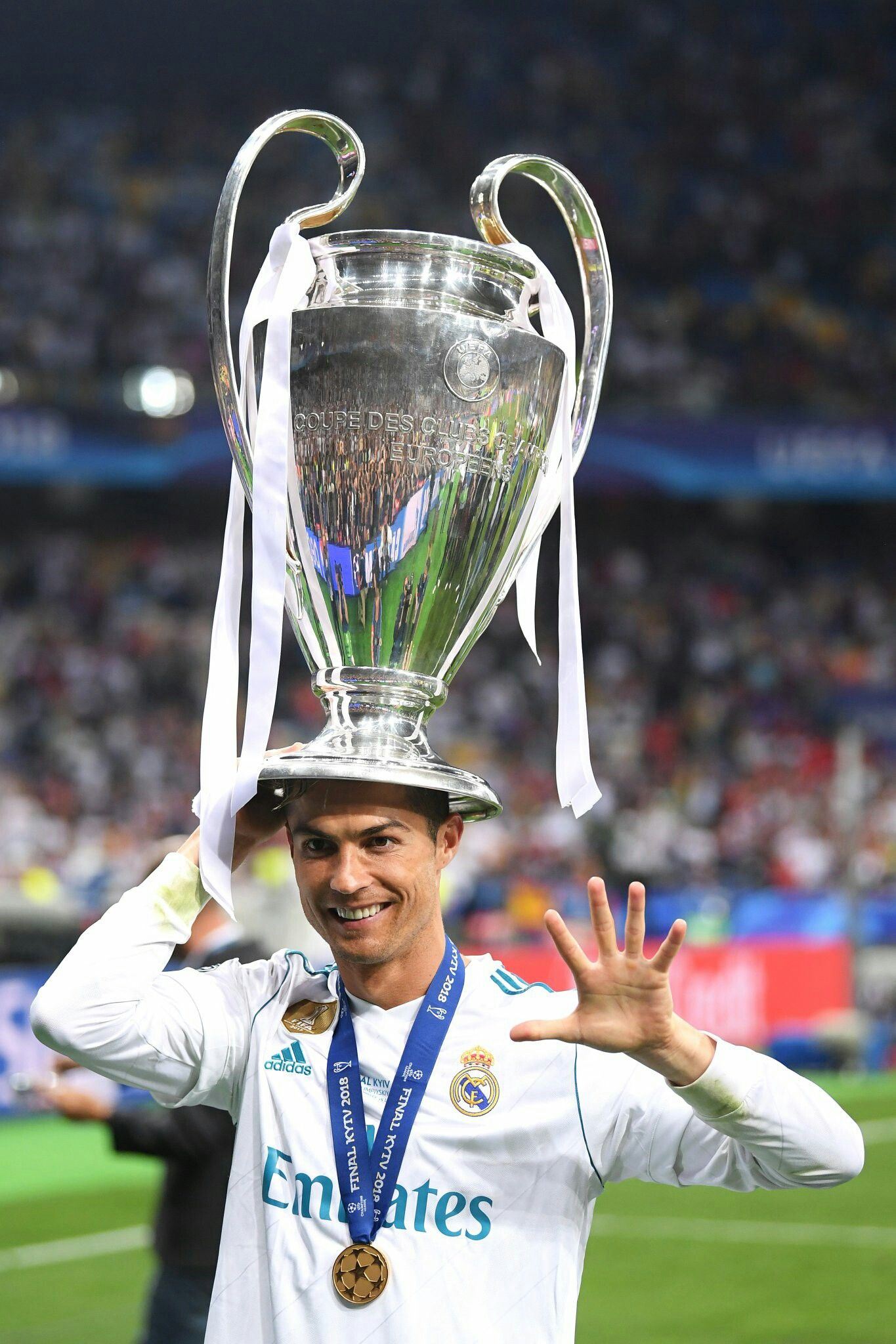 Cristiano Ronaldo With UCL Trophy Wallpaper