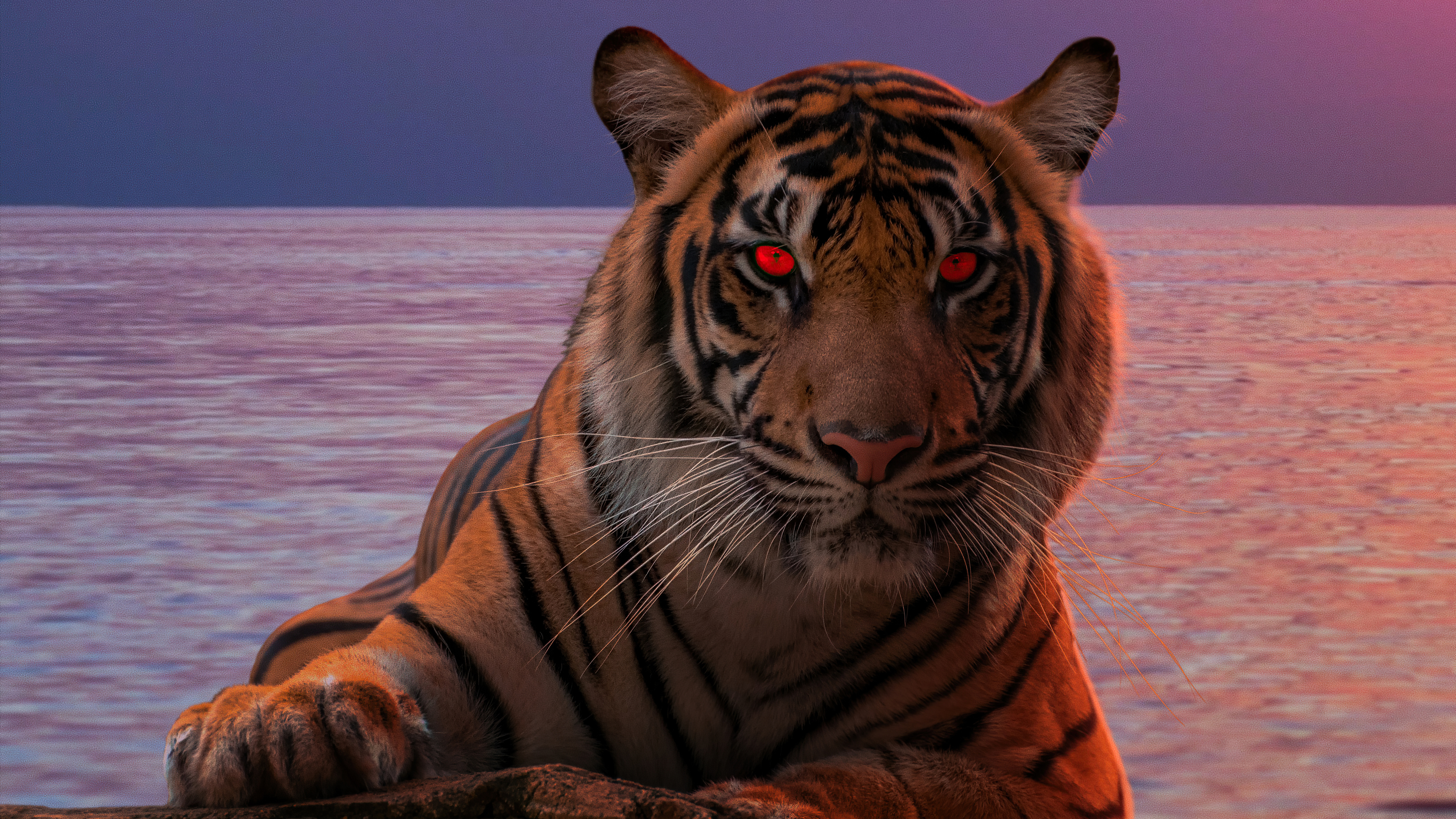 Tiger Glowing Red Eyes 5k, HD Animals, 4k Wallpaper, Image, Background, Photo and Picture