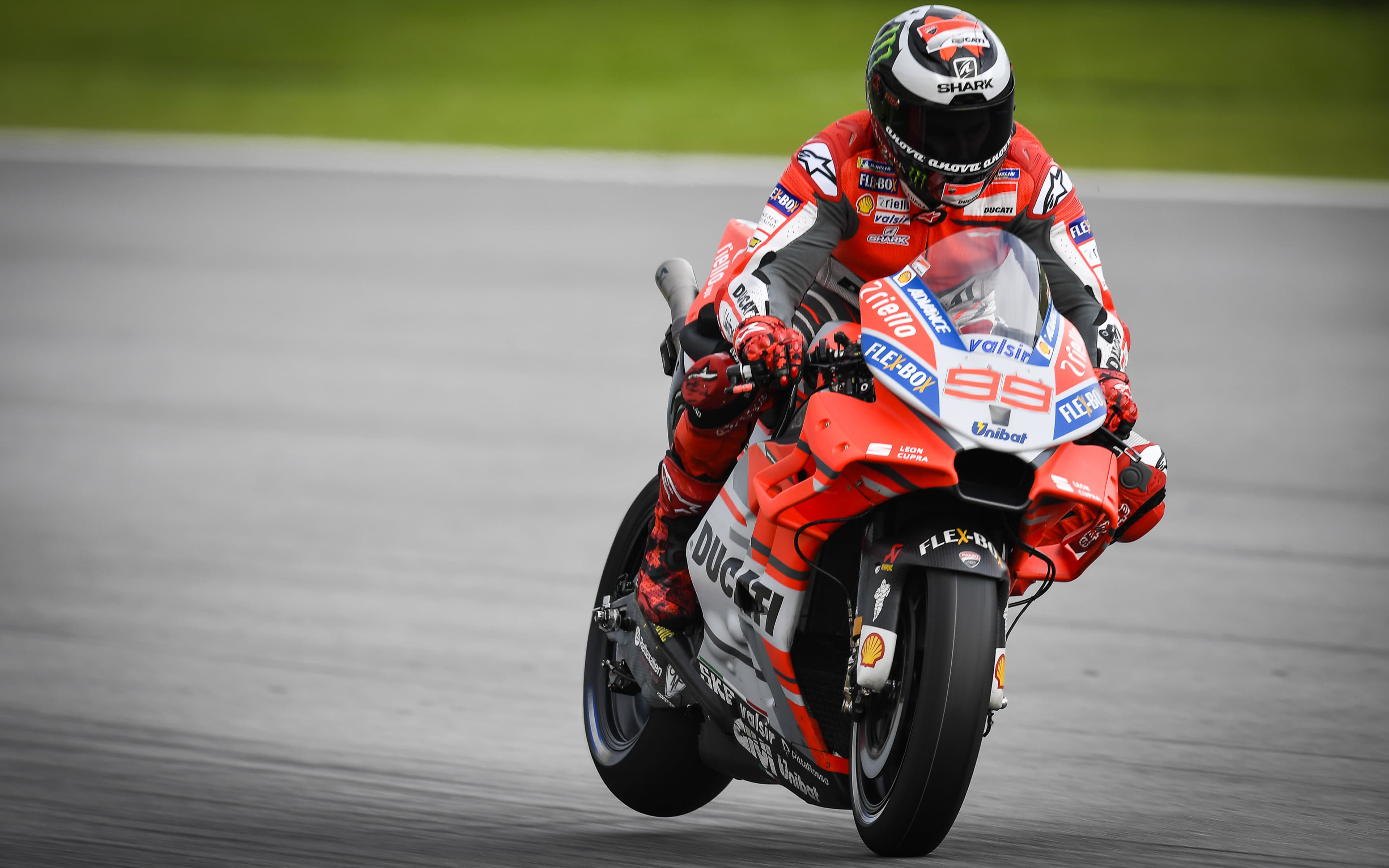 Download wallpaper 4k, Jorge Lorenzo, Sepang, 2018 bikes, MotoGP, raceway, sportbikes, Ducati GP18, motorcycle racer, Ducati, Ducati Team for desktop with resolution 3840x2400. High Quality HD picture wallpaper