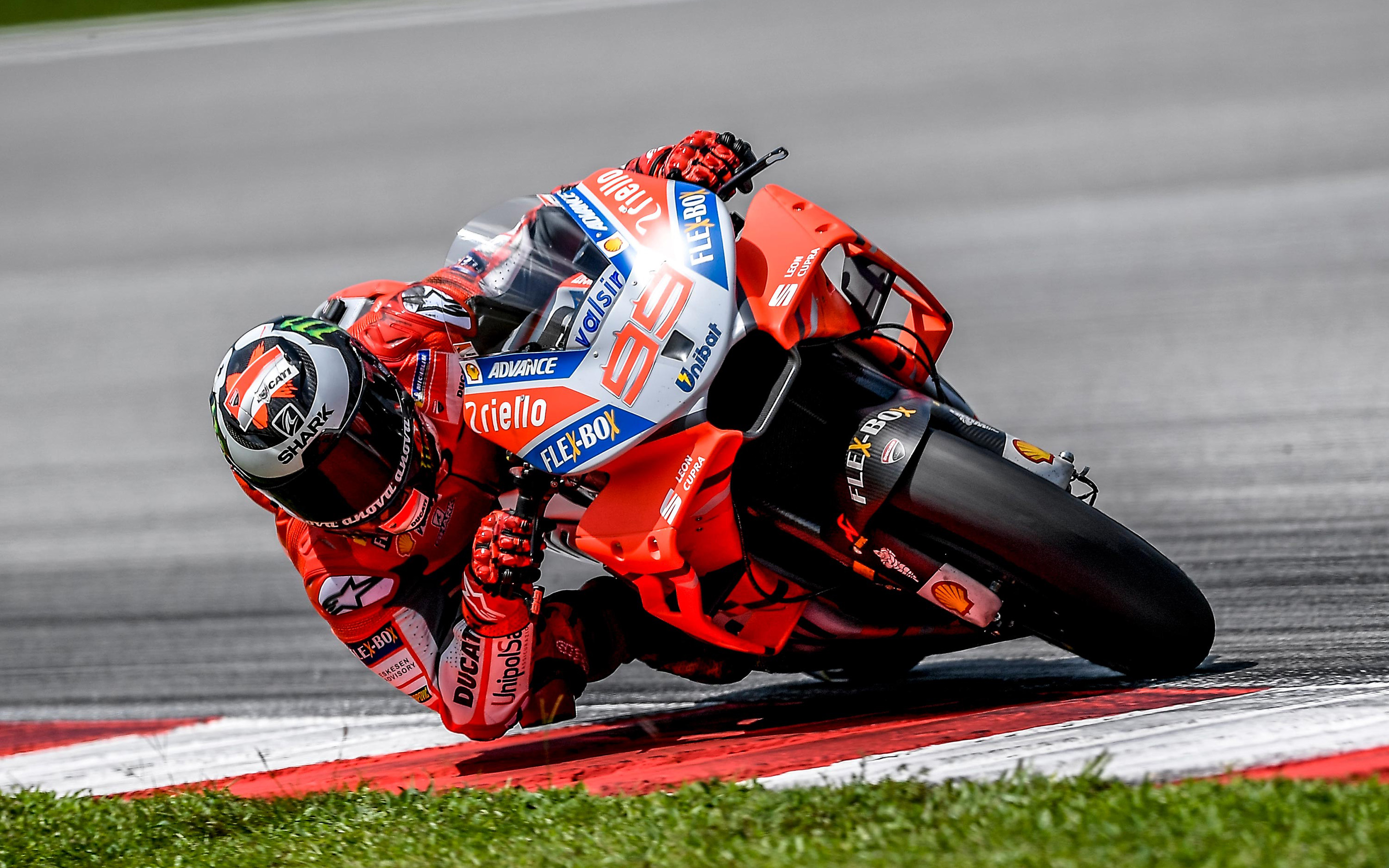 Download wallpaper 4k, Jorge Lorenzo, raceway, 2018, MotoGP, sportbikes, Ducati GP18, motorcycle racer, Ducati, Ducati Team for desktop with resolution 2880x1800. High Quality HD picture wallpaper
