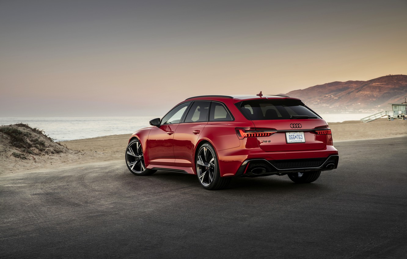 Wallpaper Beach, Red, Audi, Shore, Universal, RS 6, 2020, 2019, V8 Twin Turbo, RS6 Avant Image For Desktop, Section Audi