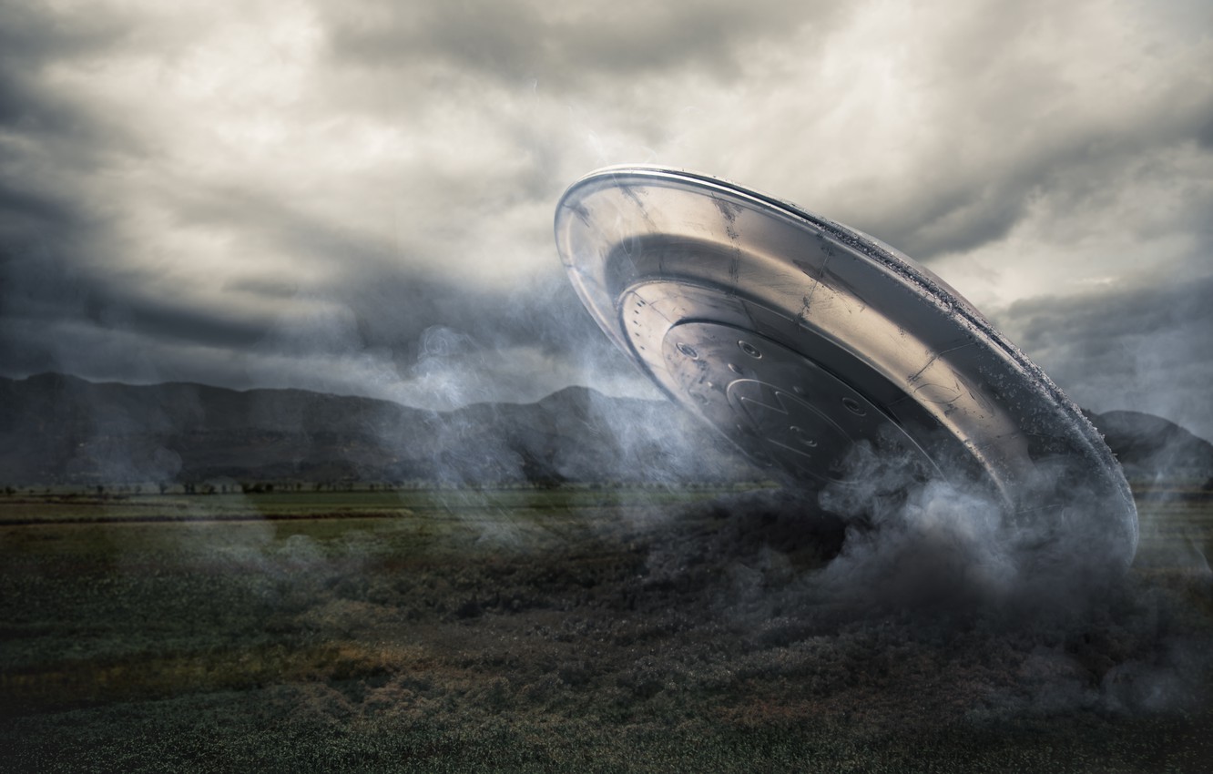 Wallpaper spaceship, UFO, alien intelligence, plane crash image for desktop, section рендеринг