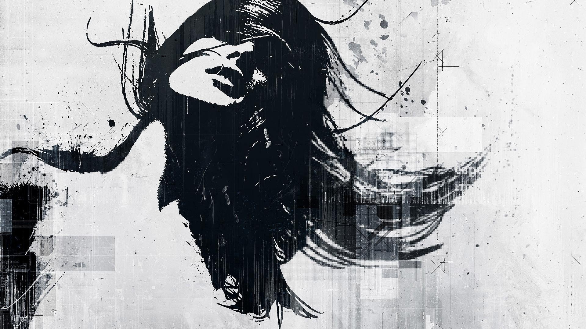 Women abstract black sketches Alex Cherry wallpaperx1080