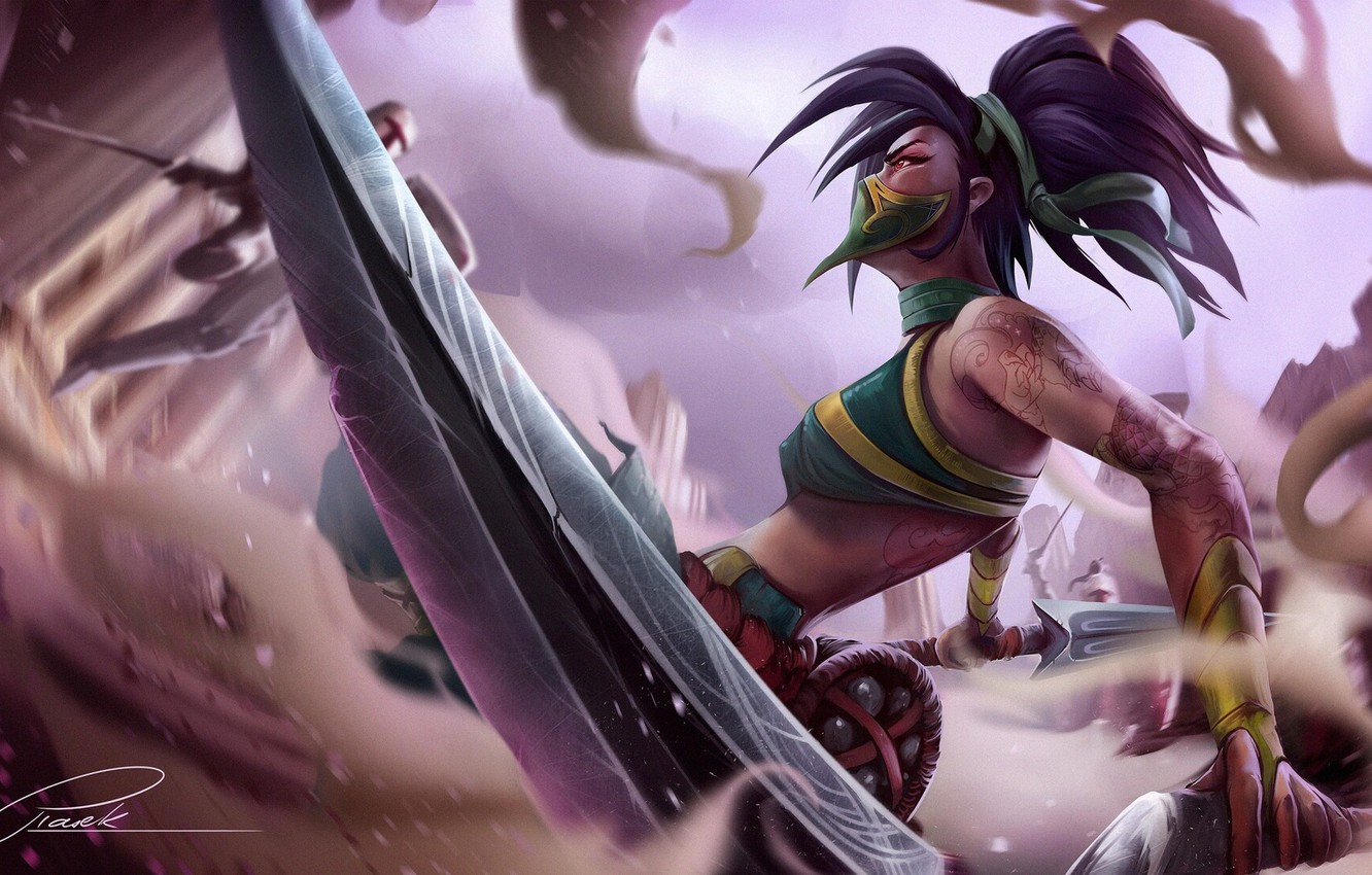 Photo Wallpaper Girl, Fantasy, Art, Akali, League Of