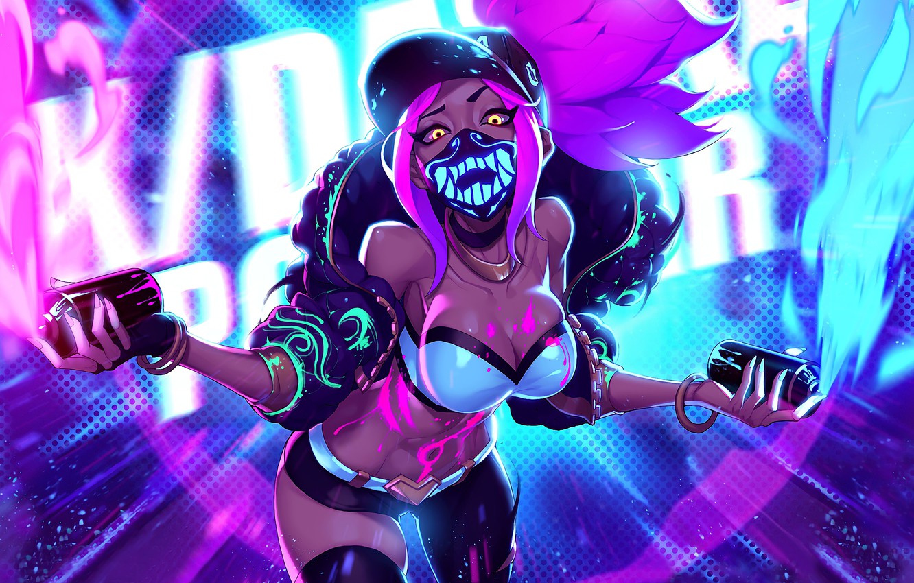 Wallpaper Girl, Art, Cap, Bandana, Akali, League Of Legends, K ALSO Contact Image For Desktop, Section прочее