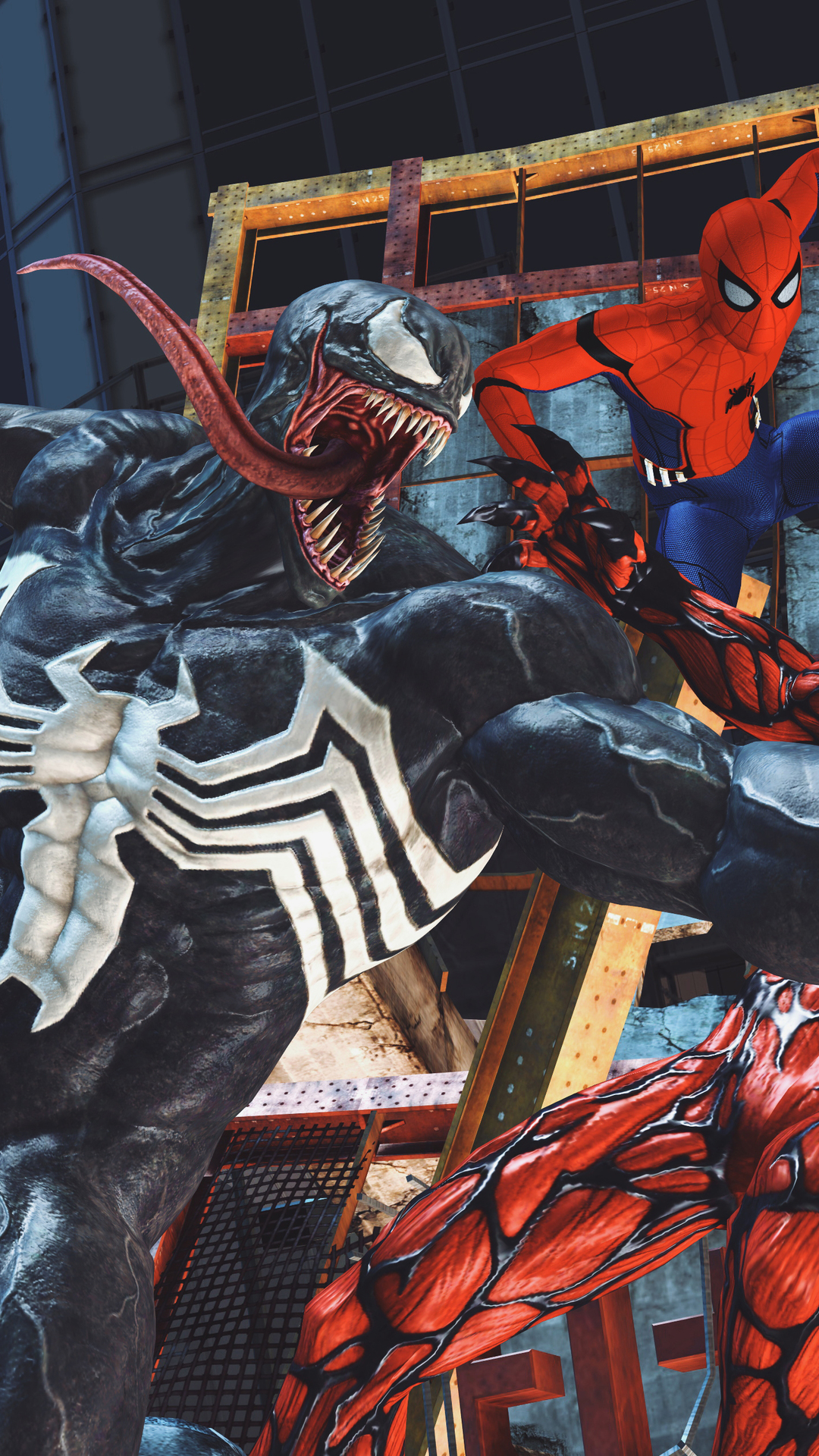 1080x1920 spiderman, venom, carnage, artwork, hd, superheroes, artist, digital art, for iPhone 6, 7, 8 wallpaper